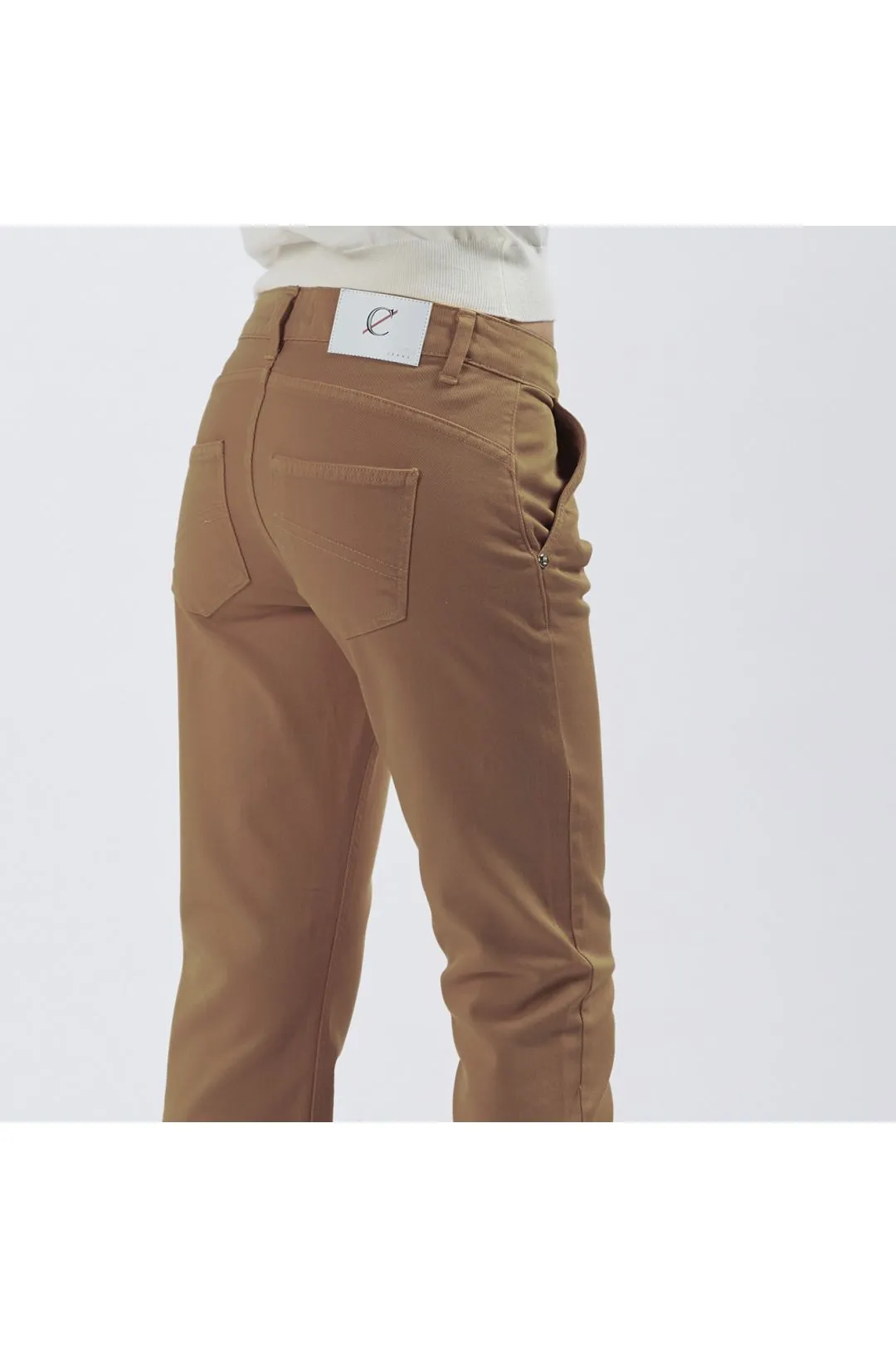 pantaloni slim in bull denim ginger