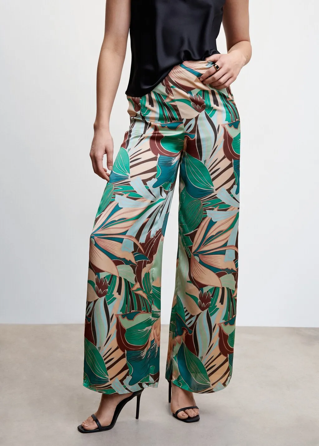 Pantaloni stampa tropicale