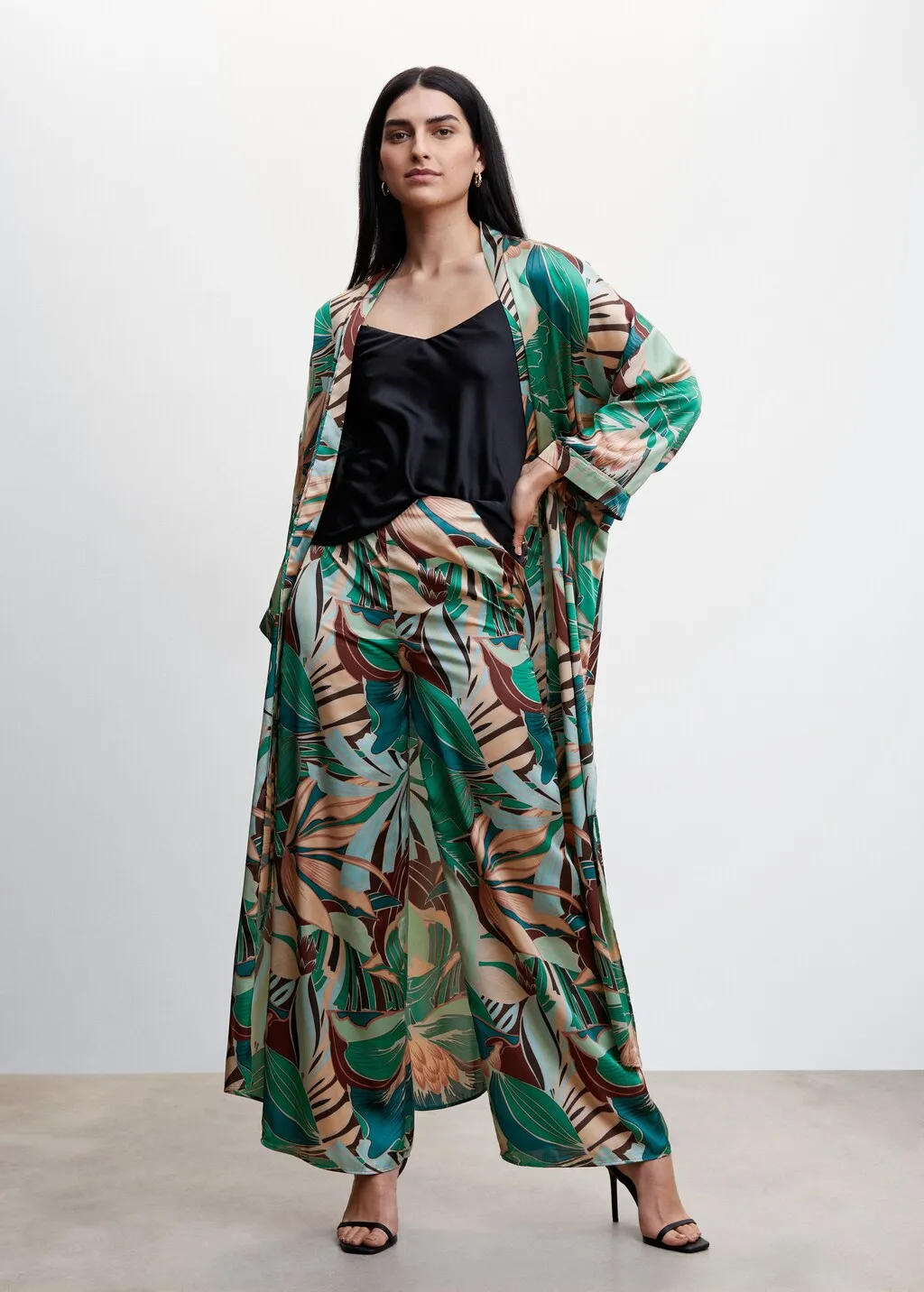 Pantaloni stampa tropicale