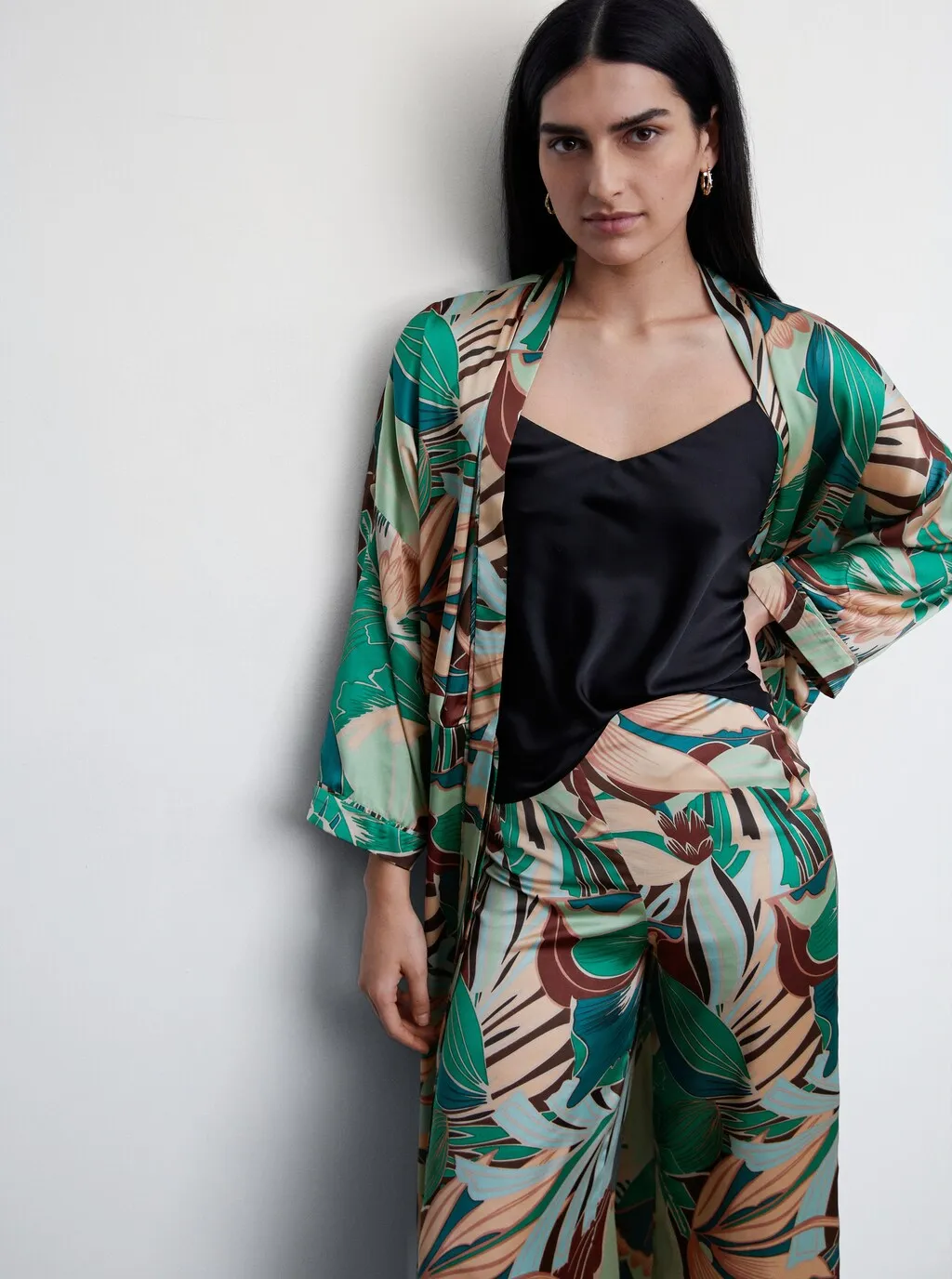 Pantaloni stampa tropicale