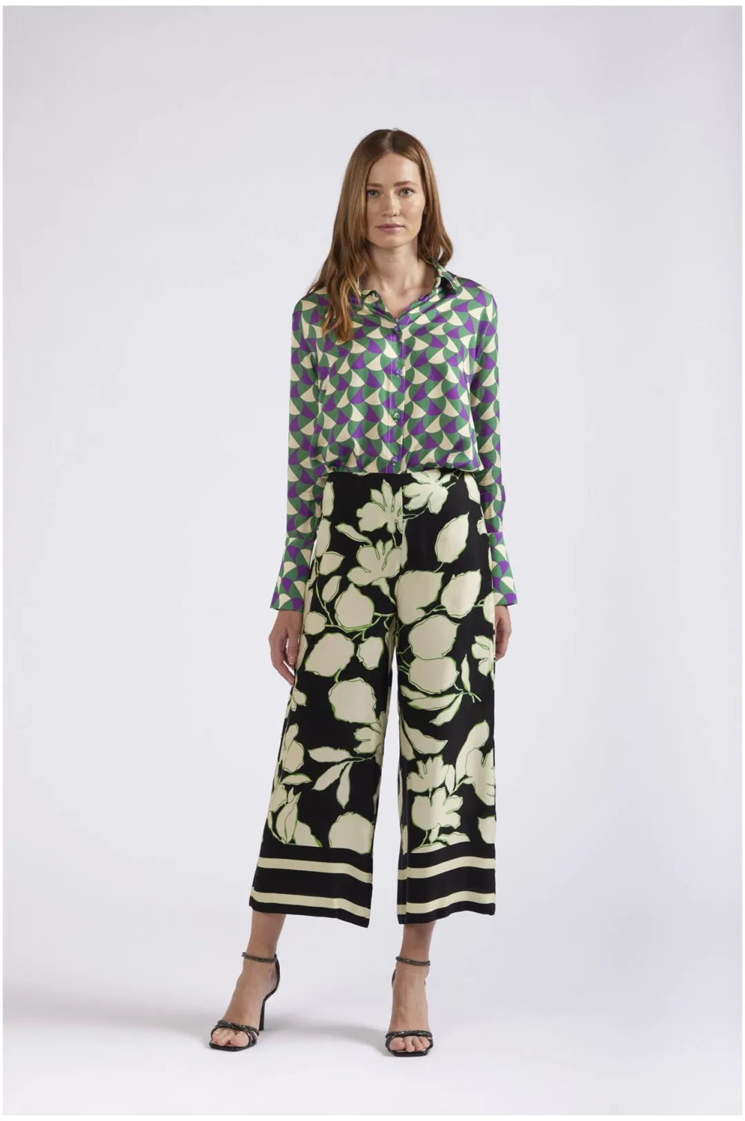 pantaloni tipo culotte stampati maxy fiore nero