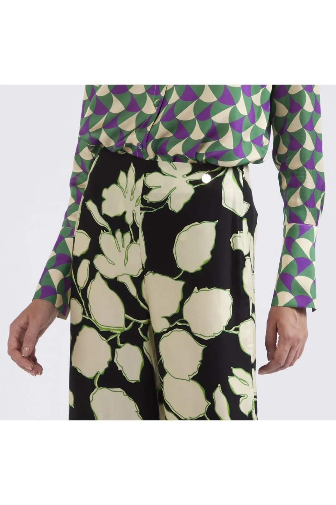pantaloni tipo culotte stampati maxy fiore nero