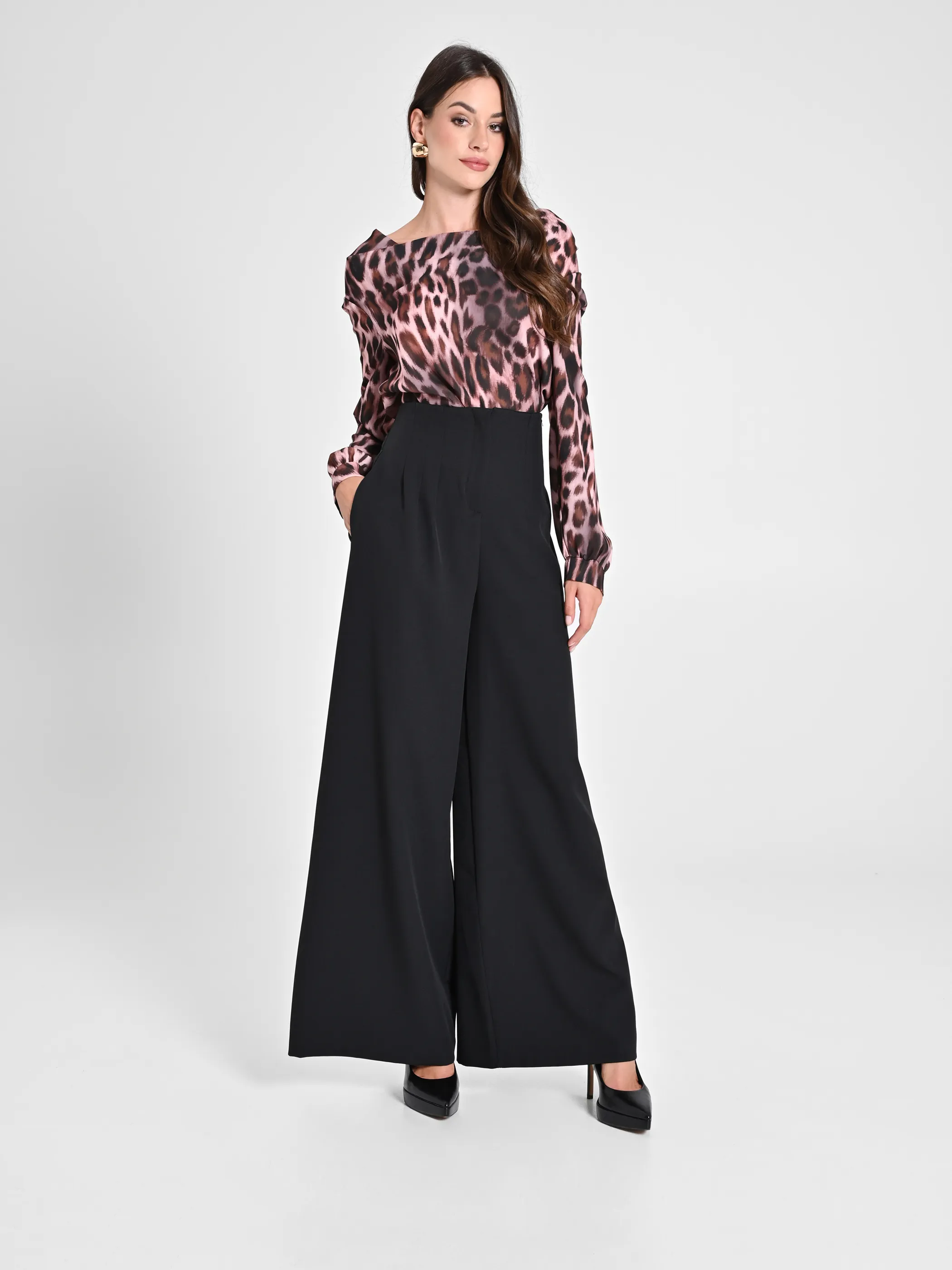     Pantaloni Wide Leg Neri     