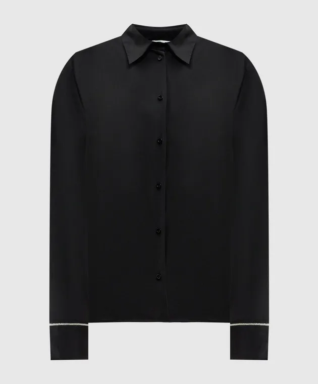 Peserico Blusa in seta nera con catena monil A0656007325