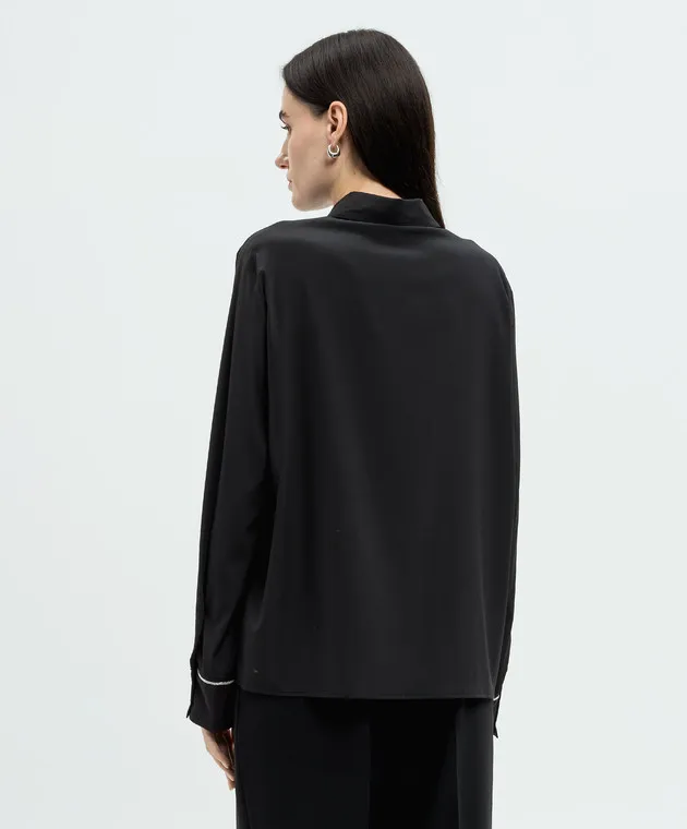 Peserico Blusa in seta nera con catena monil A0656007325