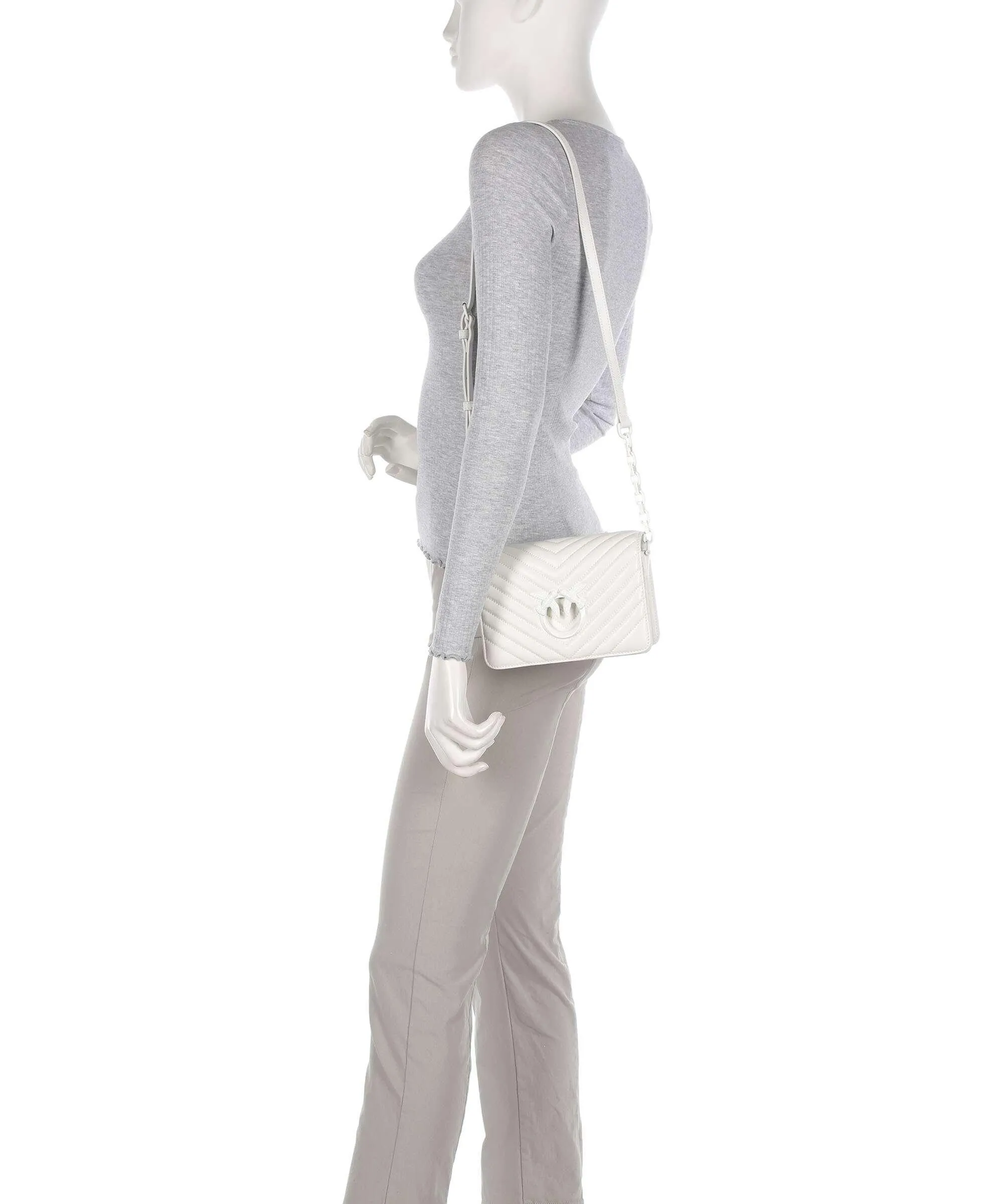  Pinko Love Click Mini Borsa a tracolla pelle di pecora bianco  