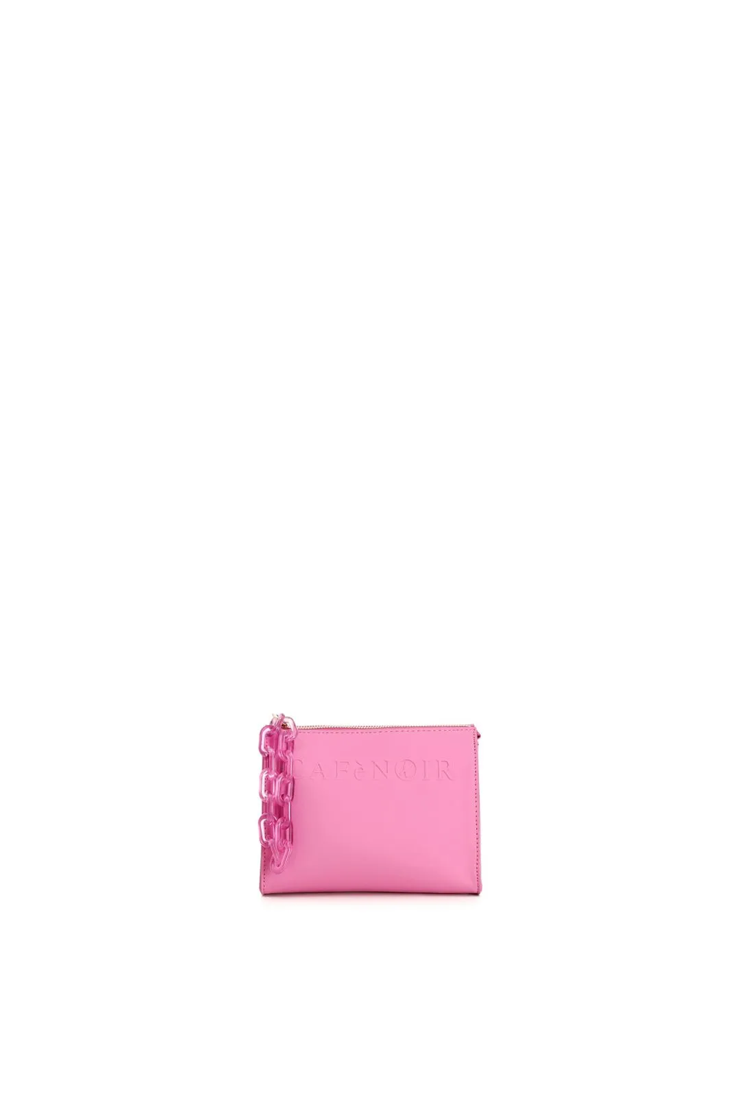 pochette effetto opaco con catena fuxia