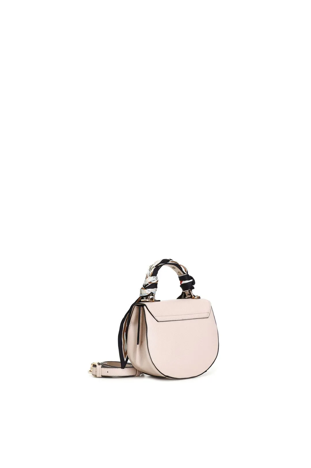 pochette rigida con manico in catena e foulard cipria