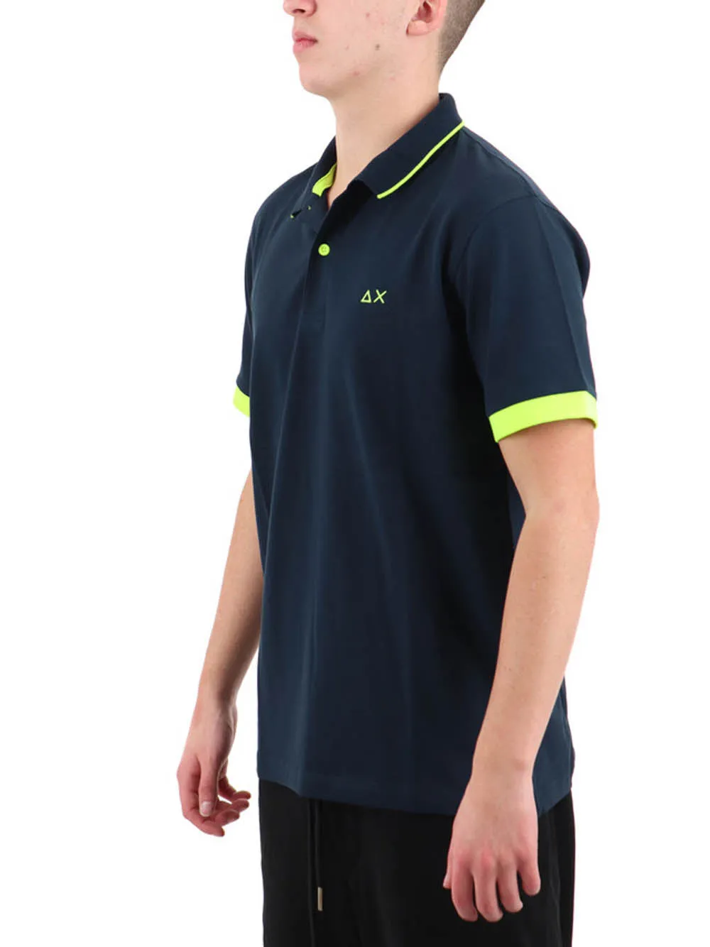 Polo Small Stripe Fluo S/s - Navy Blue