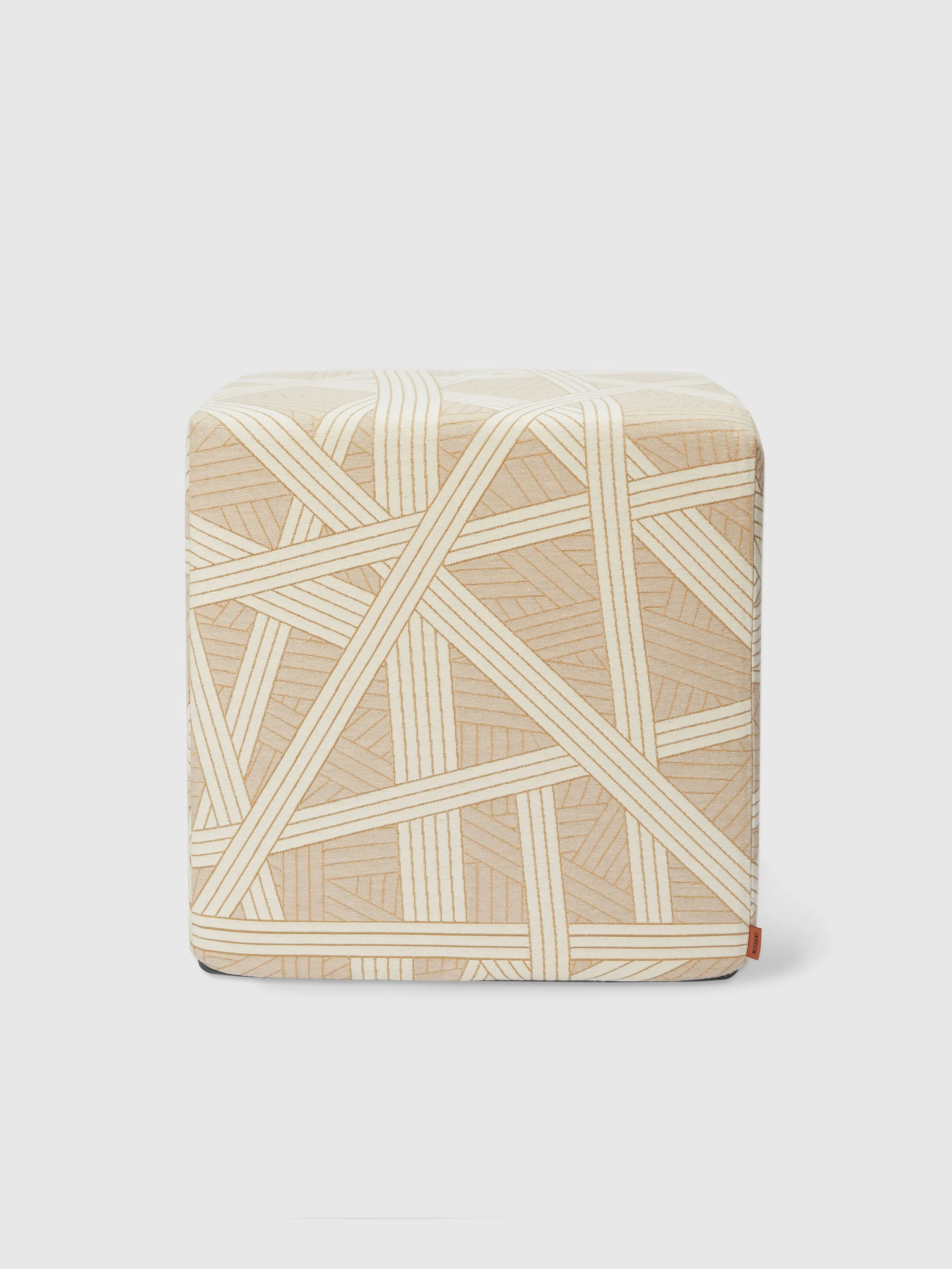 Pouf cubico Nastri 40x40x40 cm con impunture a contrasto