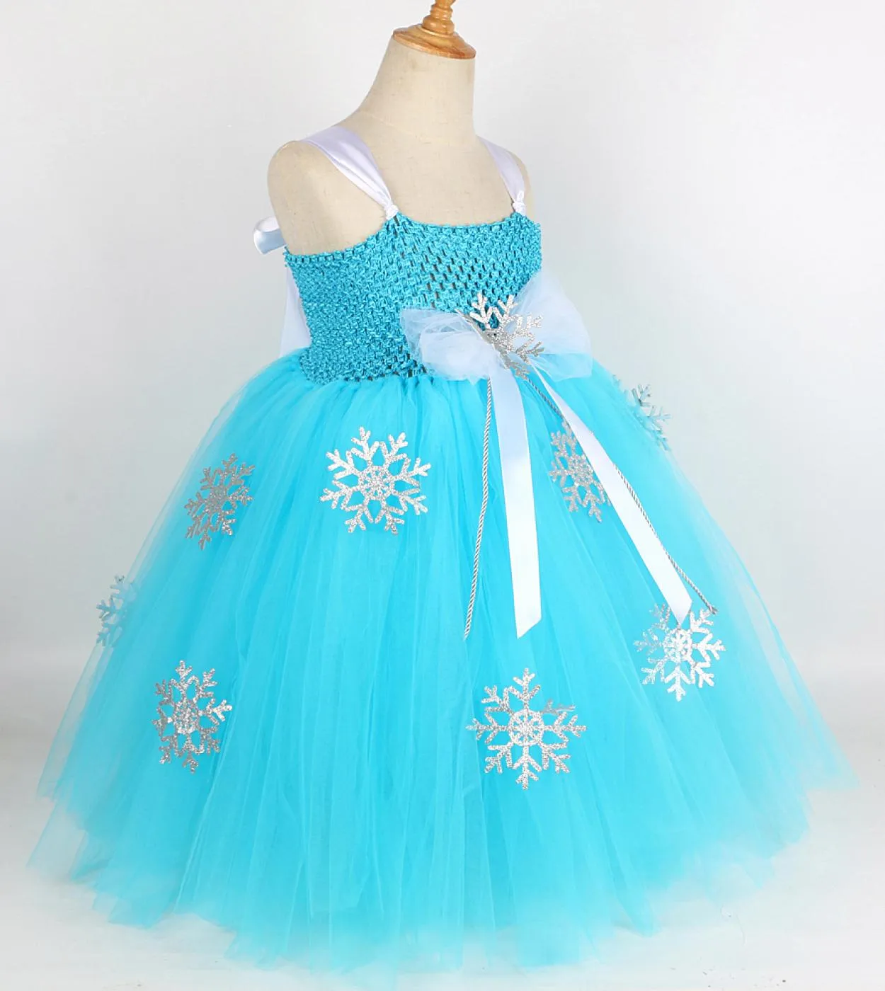 Principessa Elsa Abito lungo per ragazze Compleanno per bambini Costume di Halloween Snow Queen Girl Tutu Abiti a figura intera
