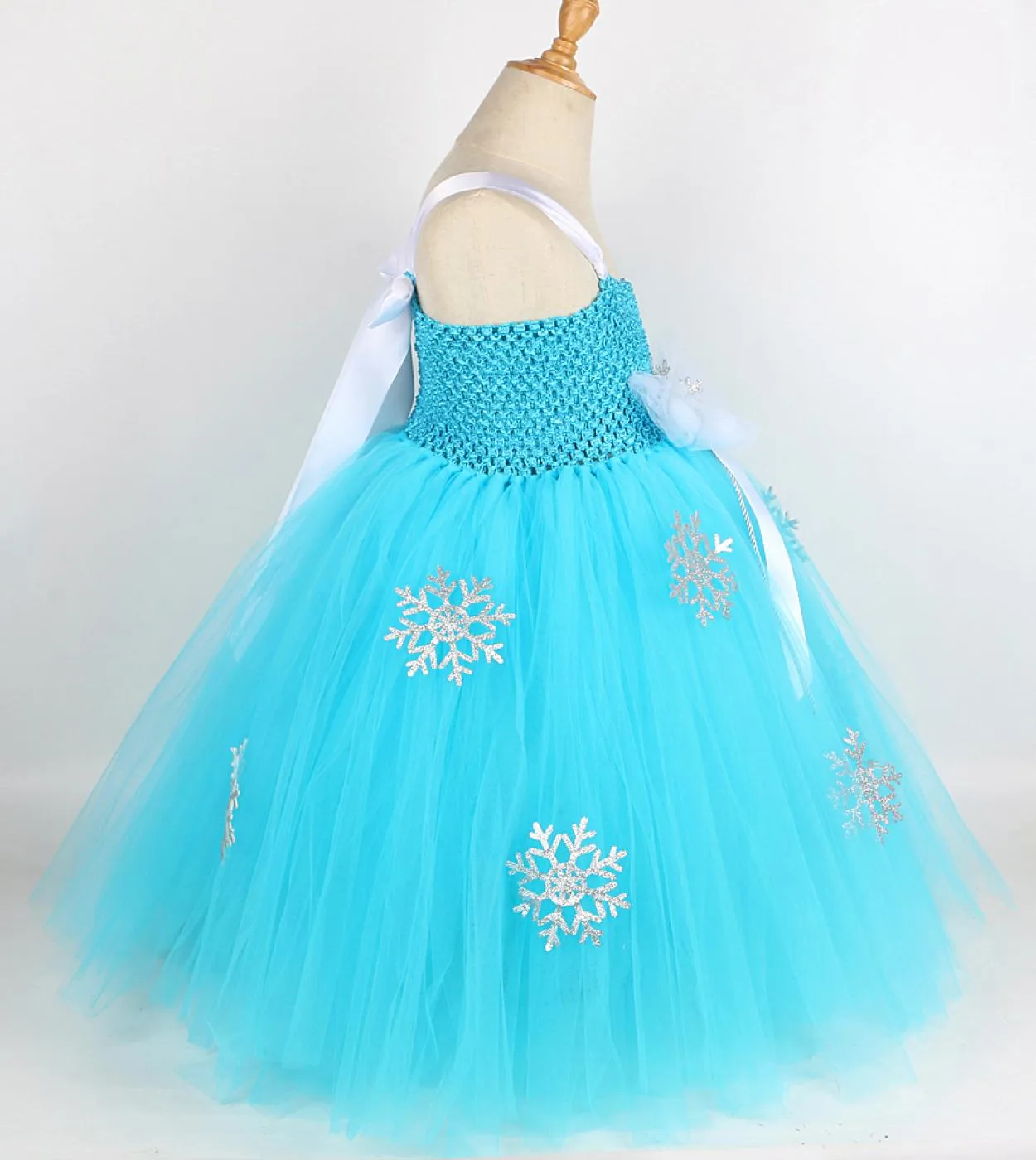 Principessa Elsa Abito lungo per ragazze Compleanno per bambini Costume di Halloween Snow Queen Girl Tutu Abiti a figura intera