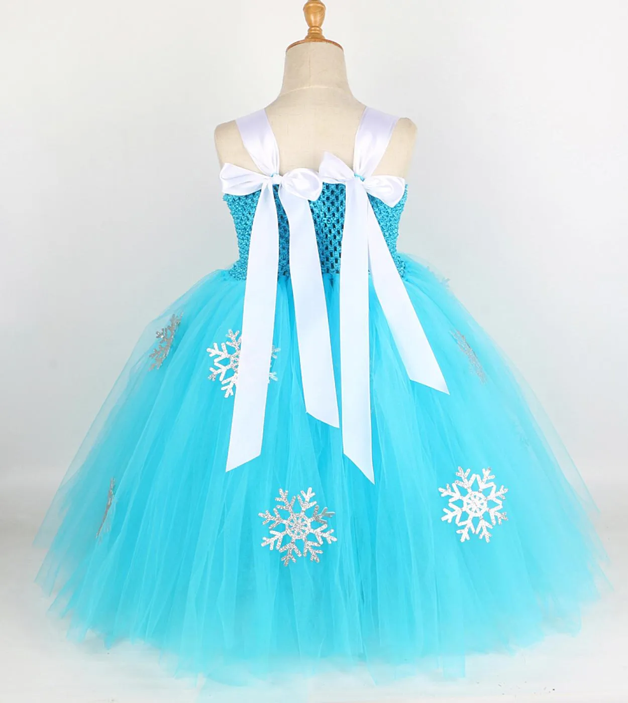 Principessa Elsa Abito lungo per ragazze Compleanno per bambini Costume di Halloween Snow Queen Girl Tutu Abiti a figura intera