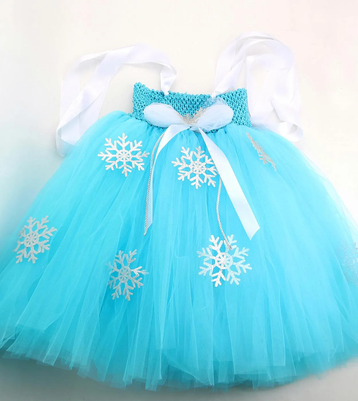 Principessa Elsa Abito lungo per ragazze Compleanno per bambini Costume di Halloween Snow Queen Girl Tutu Abiti a figura intera