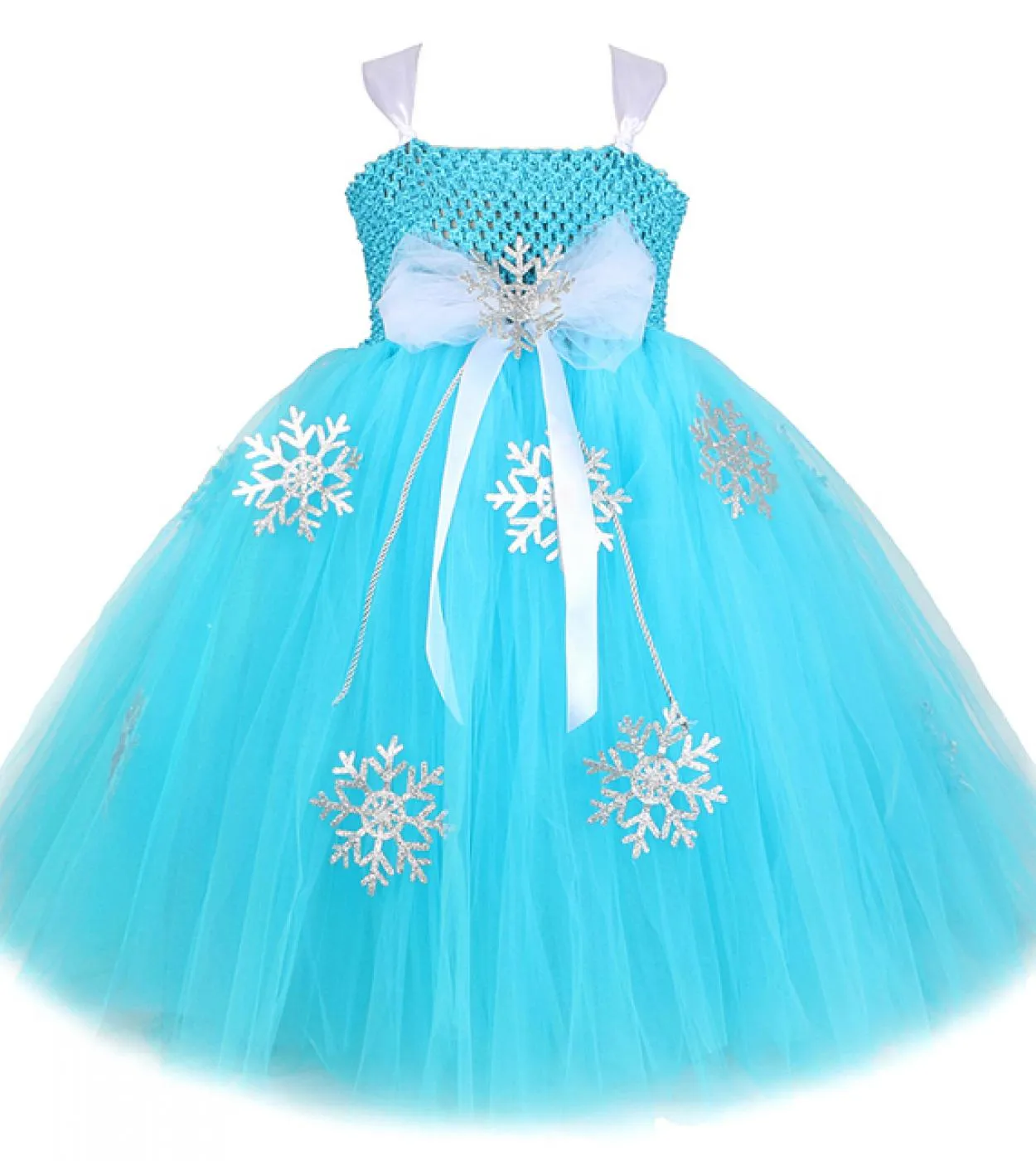 Principessa Elsa Abito lungo per ragazze Compleanno per bambini Costume di Halloween Snow Queen Girl Tutu Abiti a figura intera