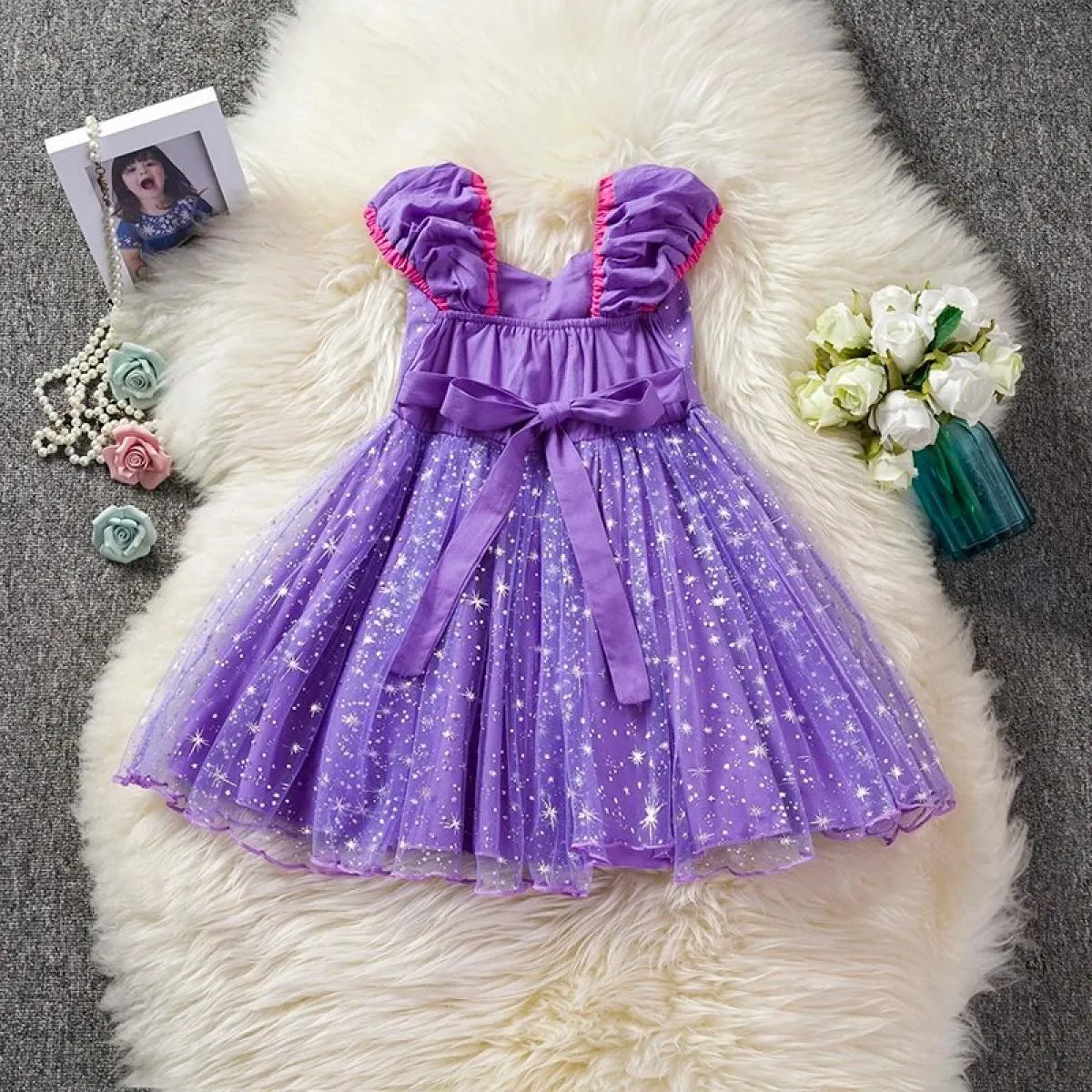 Ragazza Natale Lucido Abito da principessa Bambino Babi Festa di compleanno Abiti Bambini Tutu Abito Abiti Bambini Sera Cosplay