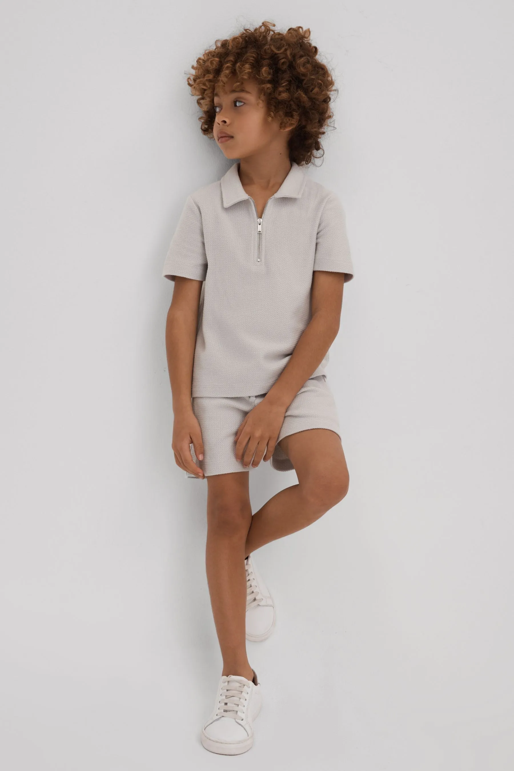 Reiss - Felix - Polo in cotone testurizzato con zip    