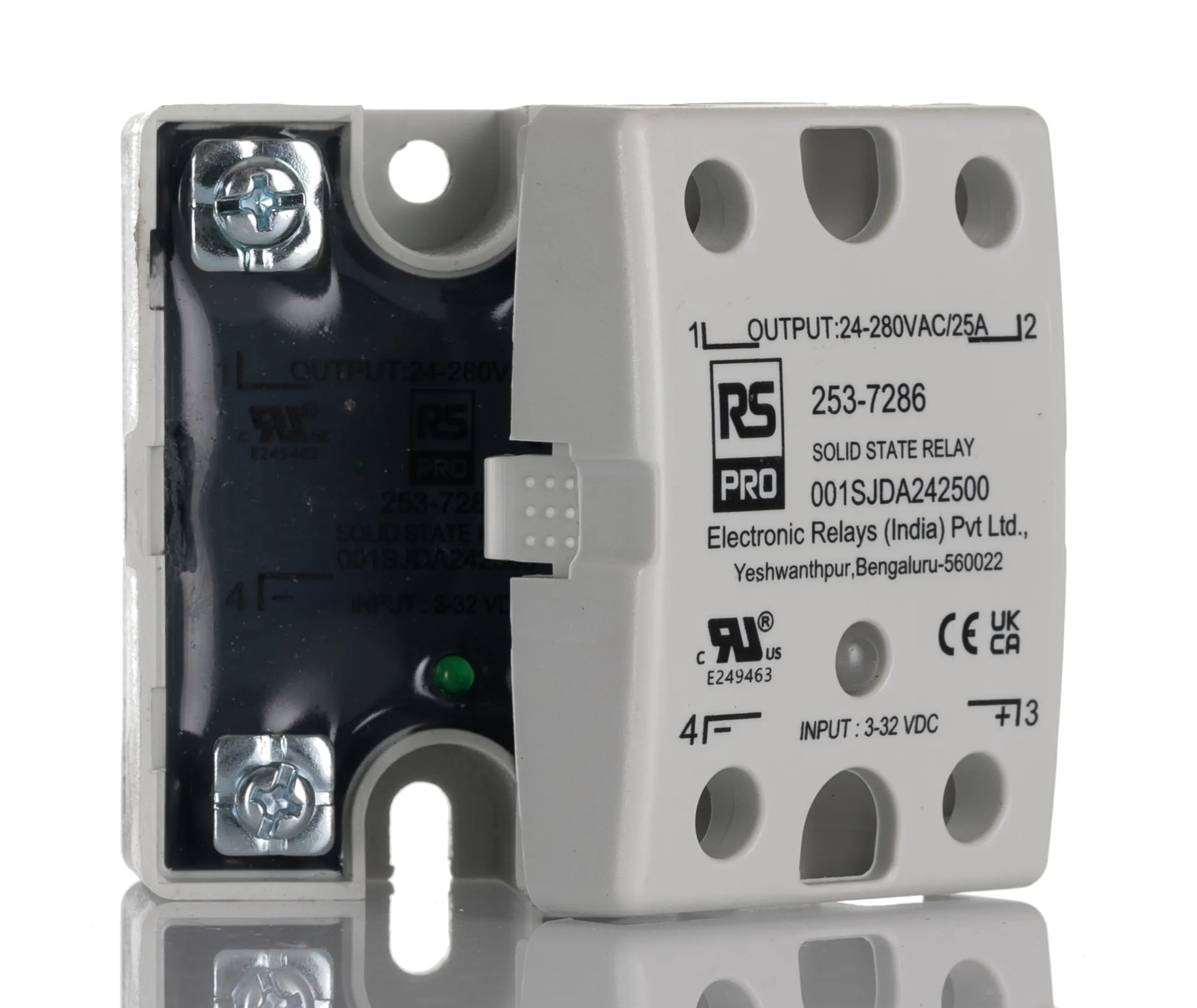 Relè a stato solido, A pannello Montaggio superficiale, 25 Amp, 280 Vrms, Zero Cross, SPST