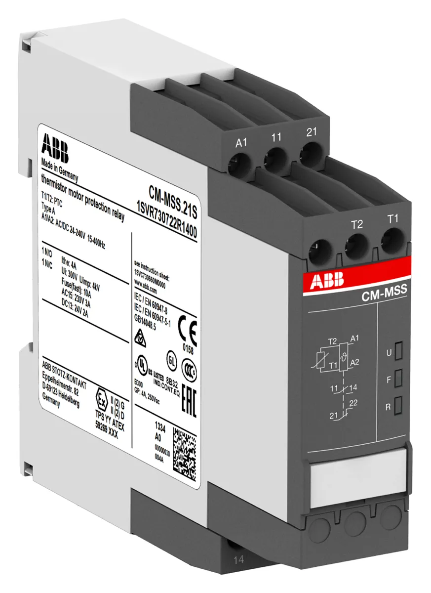 Relè di monitoraggio Temperatura ABB 1SVR730722R1400 CM-MSS.21S serie CM-MSS, SPDT, ATEX