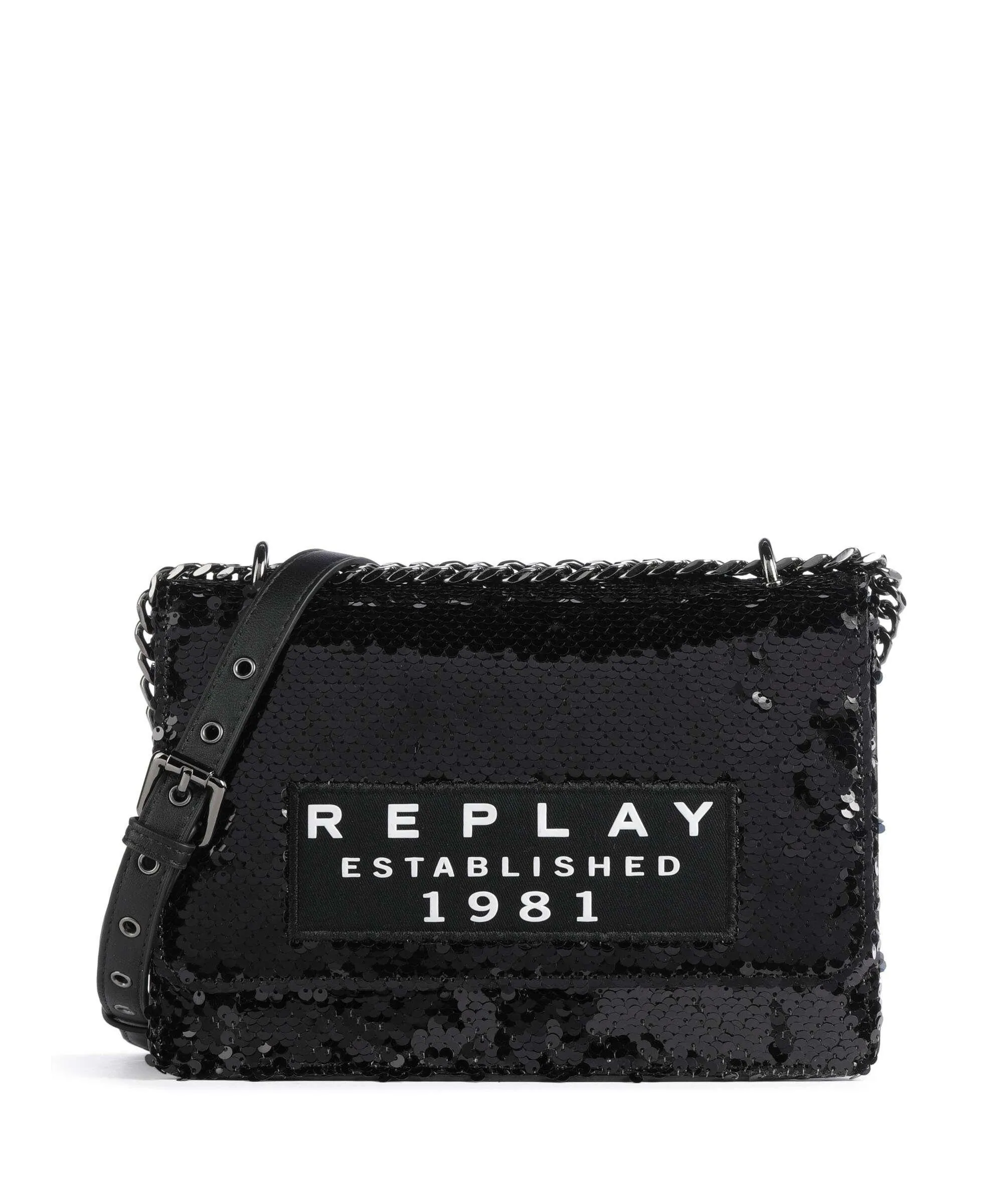  Replay Borsa a spalla pelle sintetica nero  