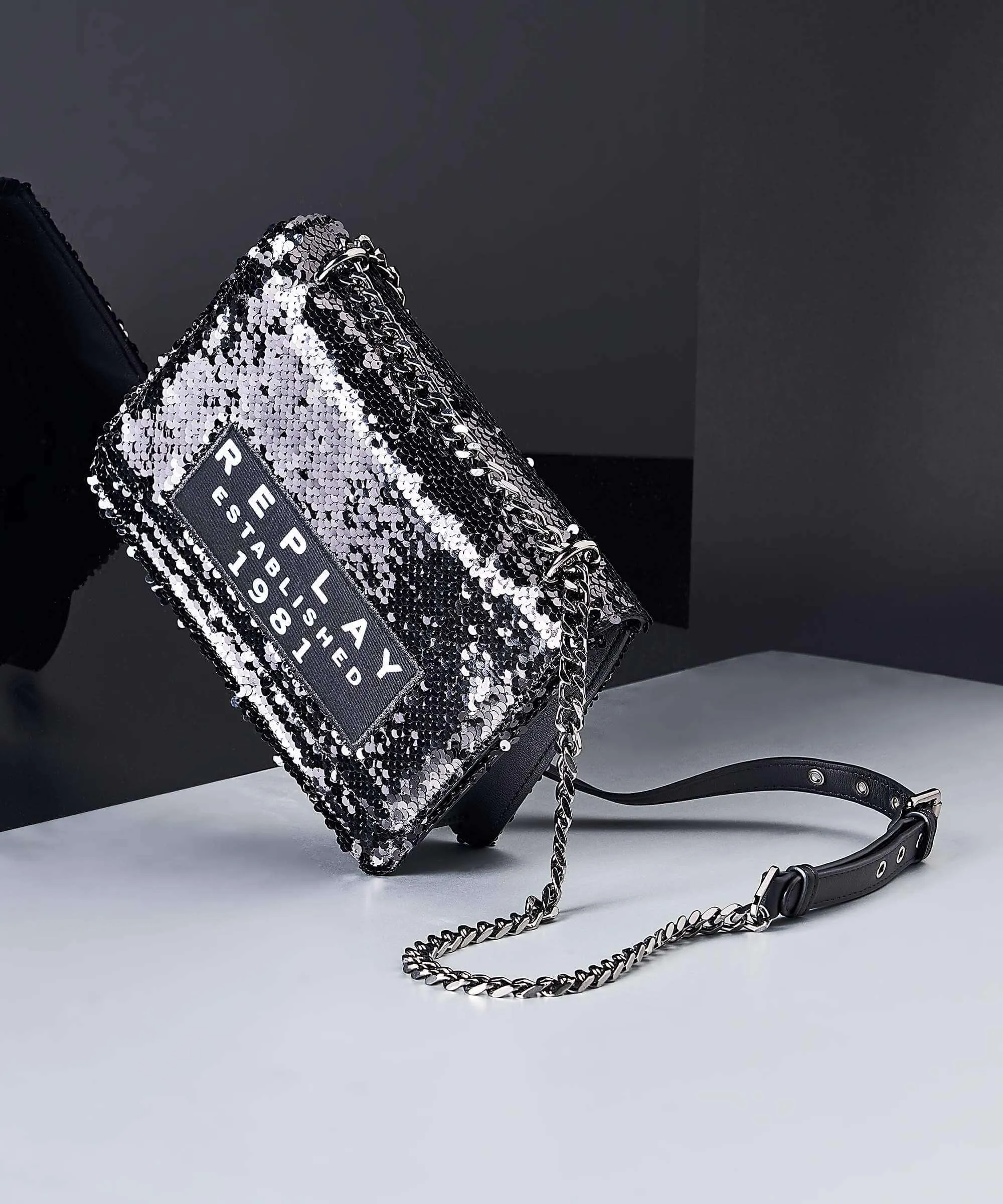  Replay Borsa a spalla pelle sintetica nero  