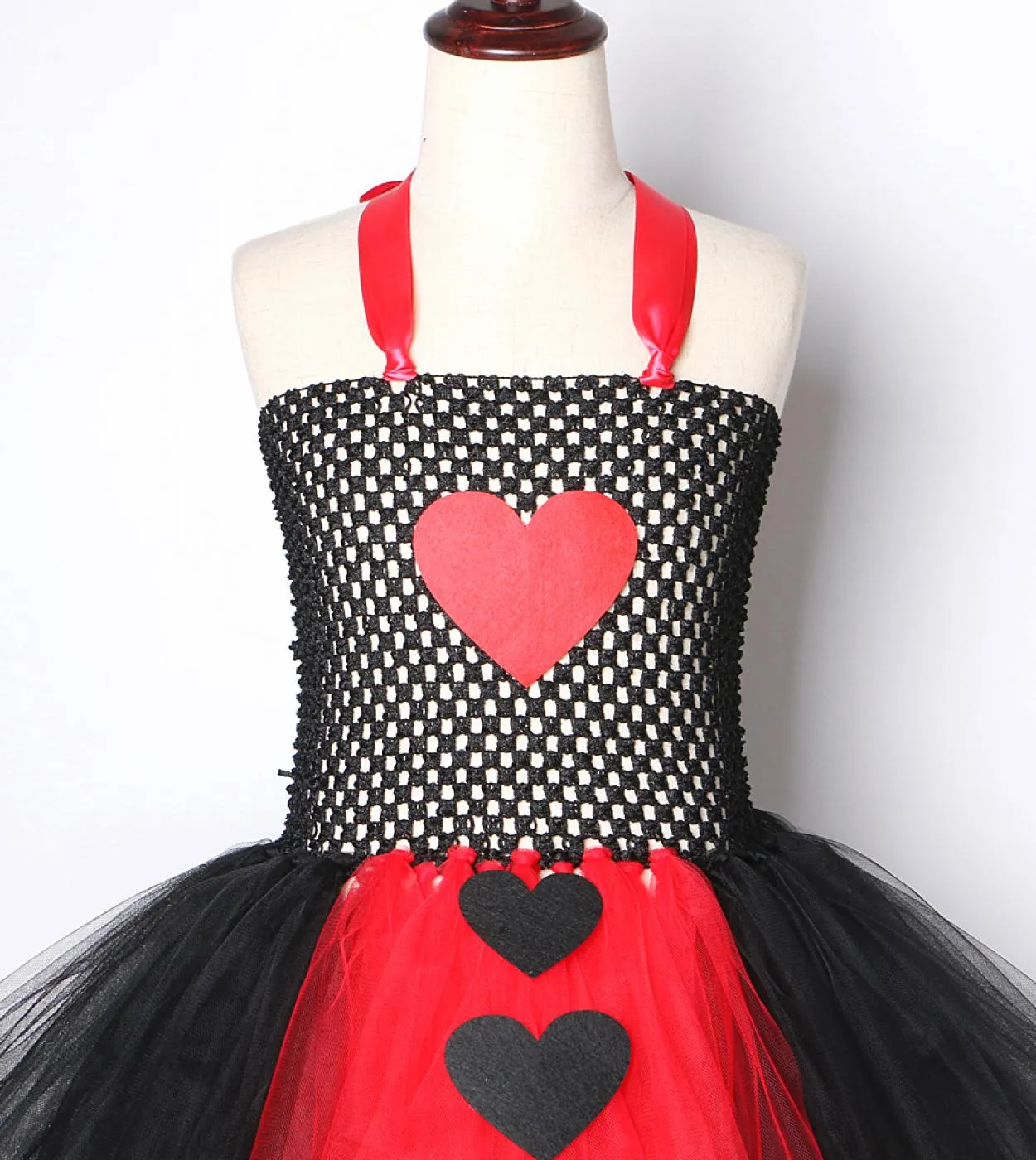 Rosso Nero Queen Of Hearts Tutu Dress For Girls Carnevale Costume di Halloween per bambini Ragazza Alice Cosplay Abiti Bambini O