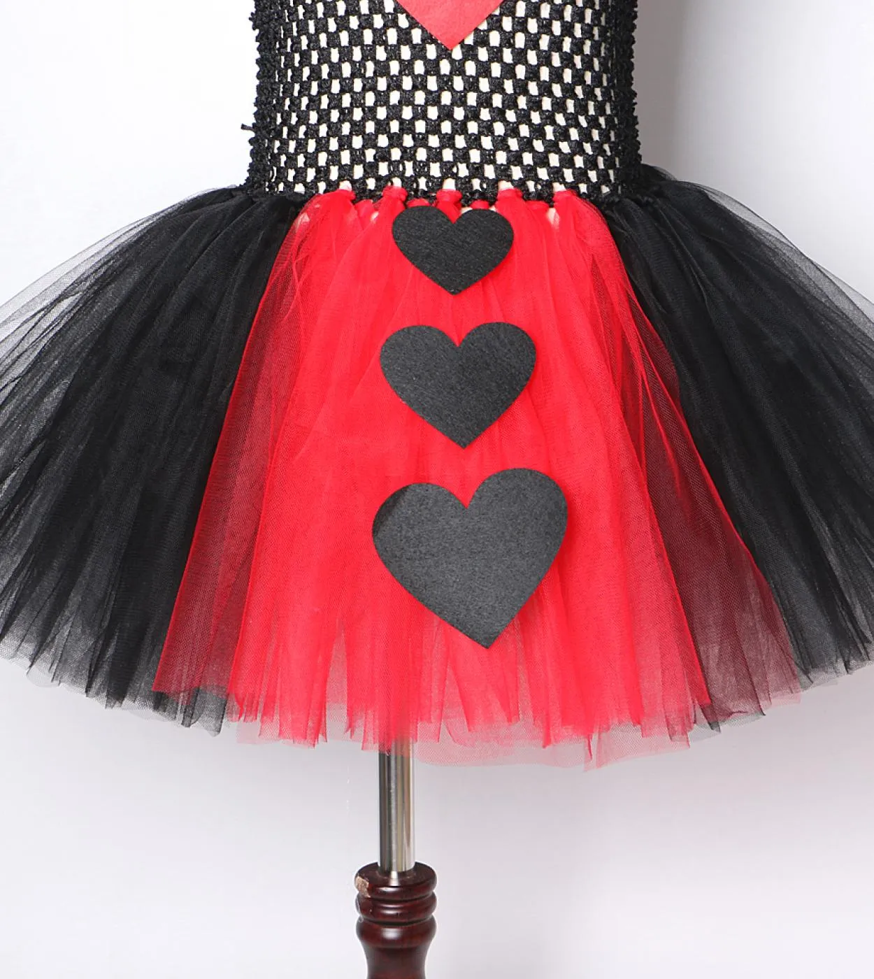Rosso Nero Queen Of Hearts Tutu Dress For Girls Carnevale Costume di Halloween per bambini Ragazza Alice Cosplay Abiti Bambini O