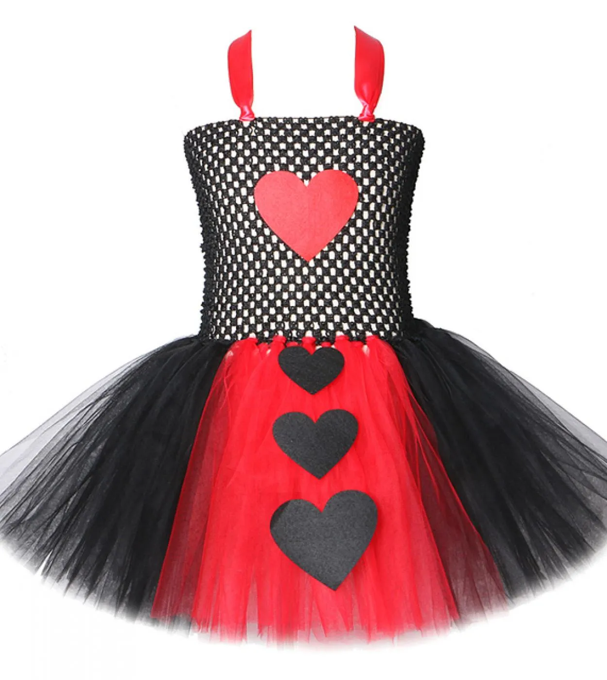 Rosso Nero Queen Of Hearts Tutu Dress For Girls Carnevale Costume di Halloween per bambini Ragazza Alice Cosplay Abiti Bambini O