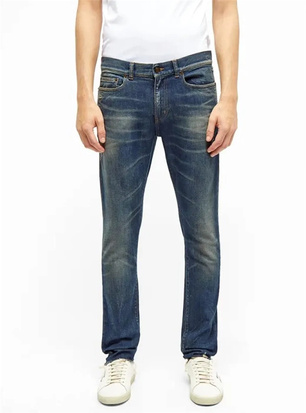 SAINT LAURENT SKINNY FIT RAW HEM JEANS
