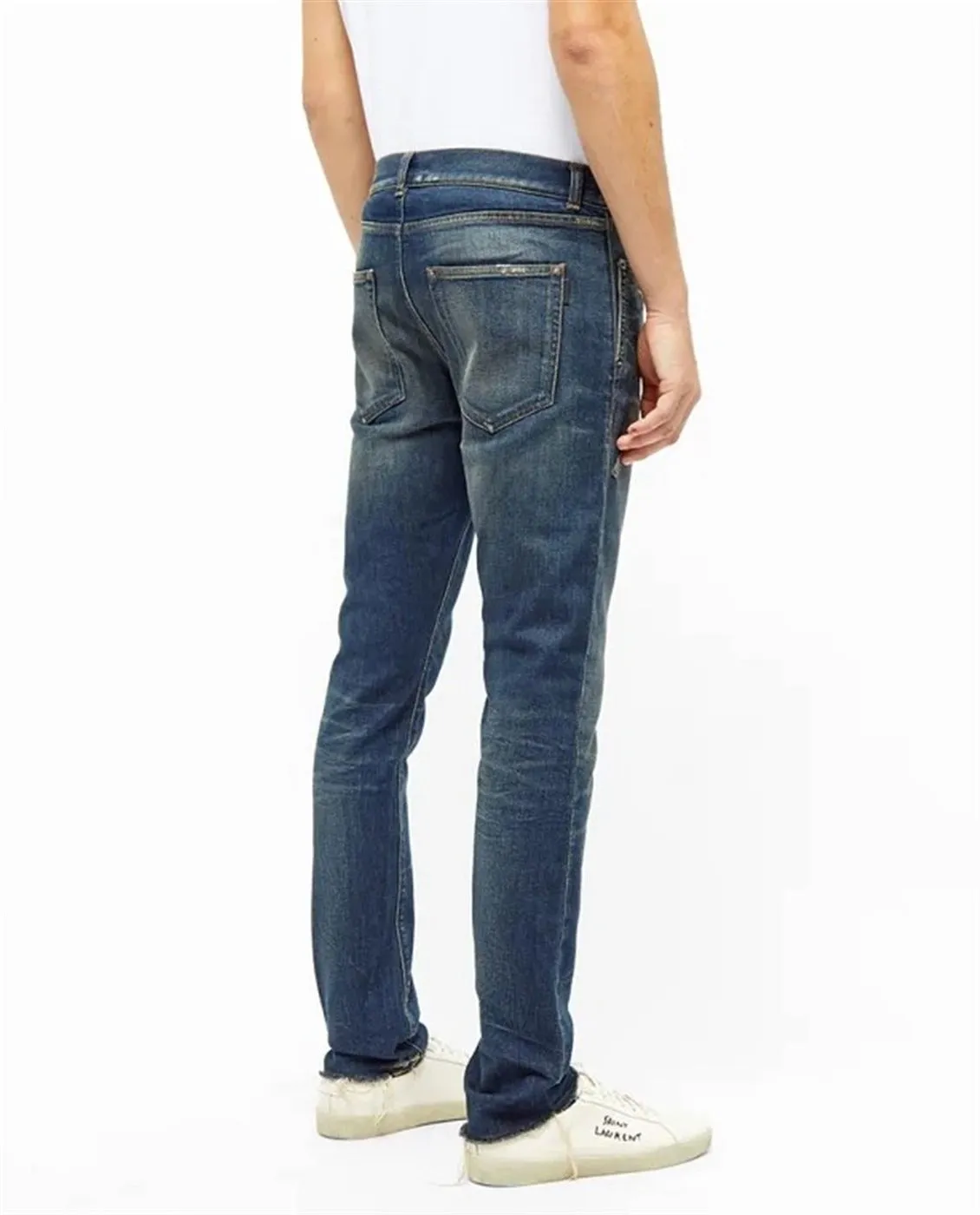 SAINT LAURENT SKINNY FIT RAW HEM JEANS