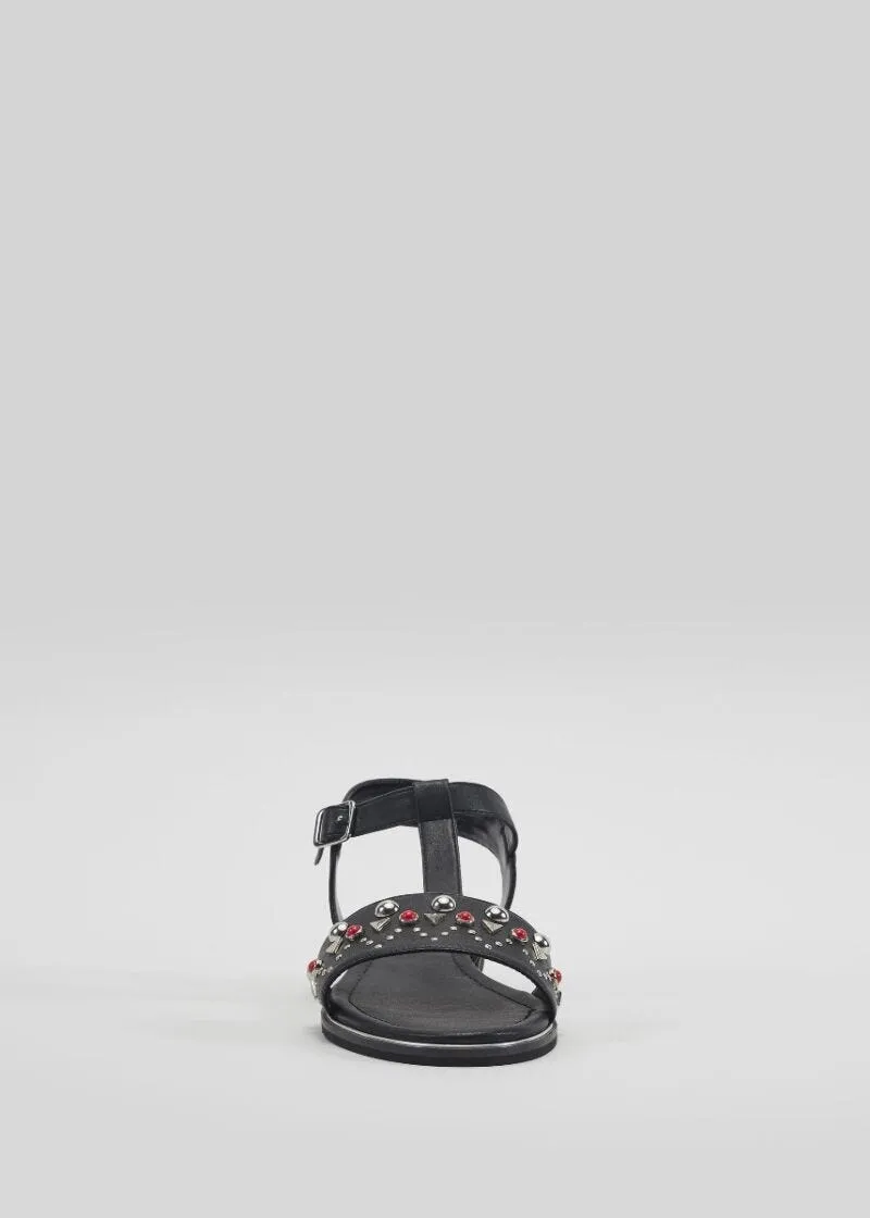 Saldali flat t-bar con borchie e perle