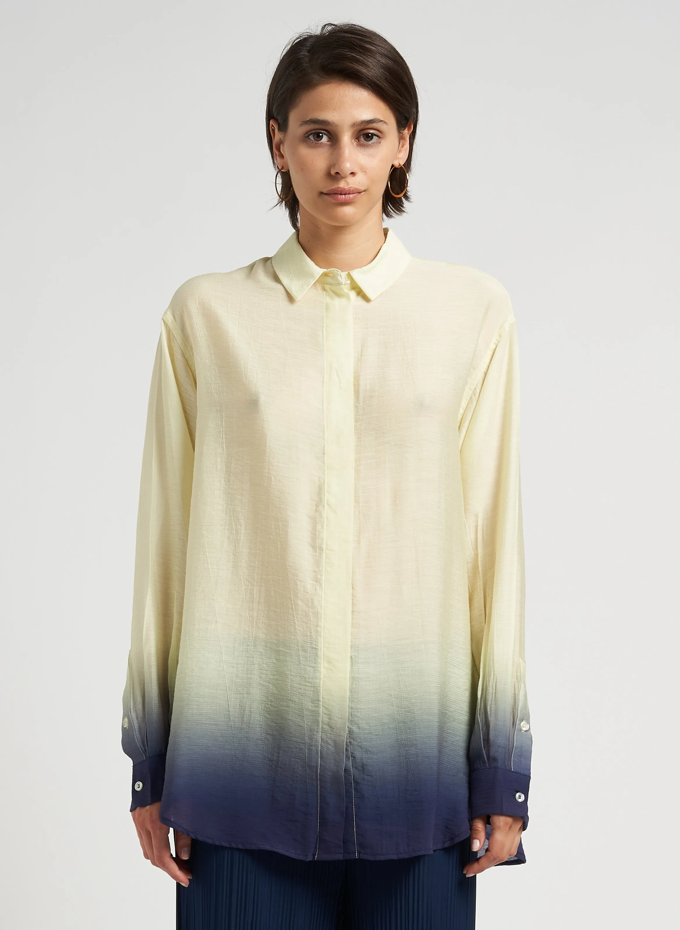 SAMSOE SAMSOE   ALFRIDA - Camicia oversize collo classico stampata | Giallo