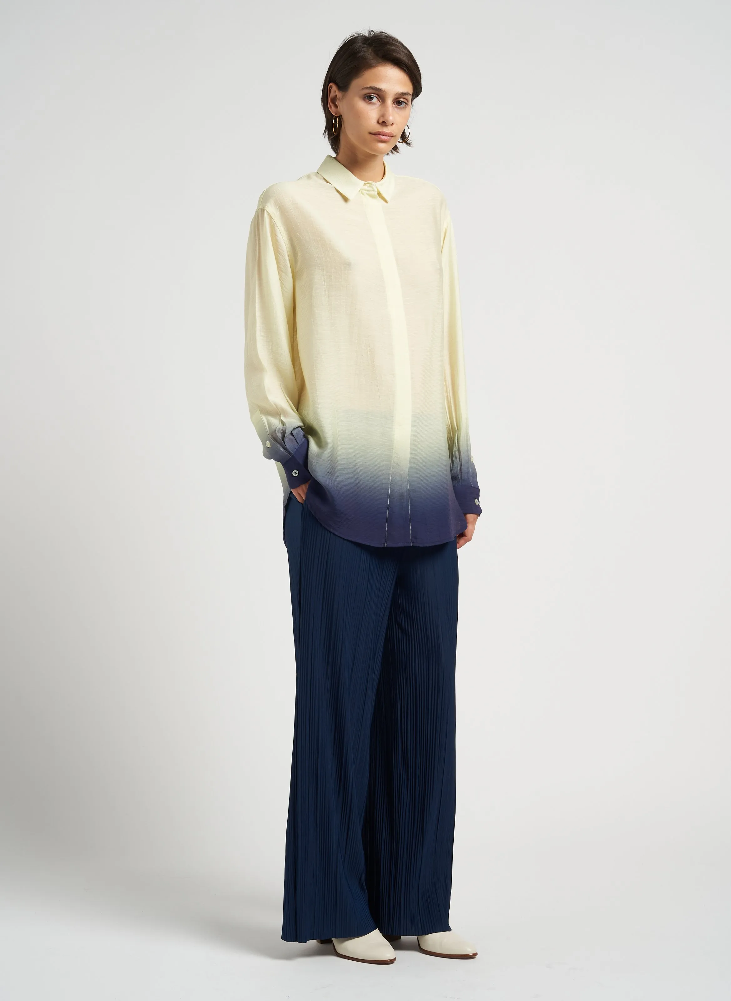  SAMSOE SAMSOE   ALFRIDA - Camicia oversize collo classico stampata | Giallo