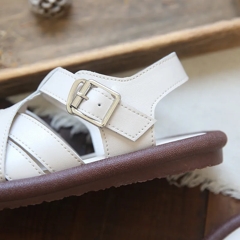Sandali piatti in pelle intrecciata artigianale estiva da donna
