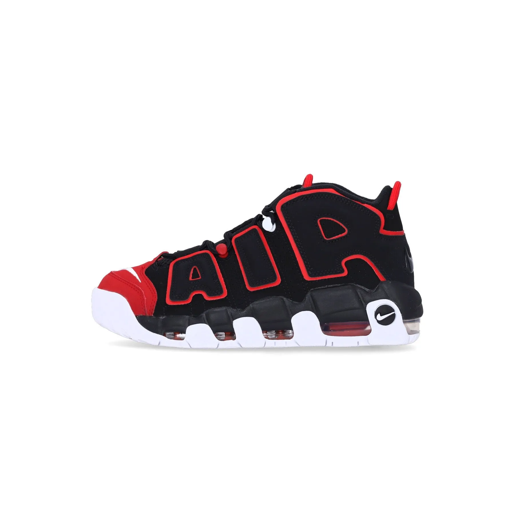 Scarpa Alta Uomo Air More Uptempo 96 Black/black/university Red/white