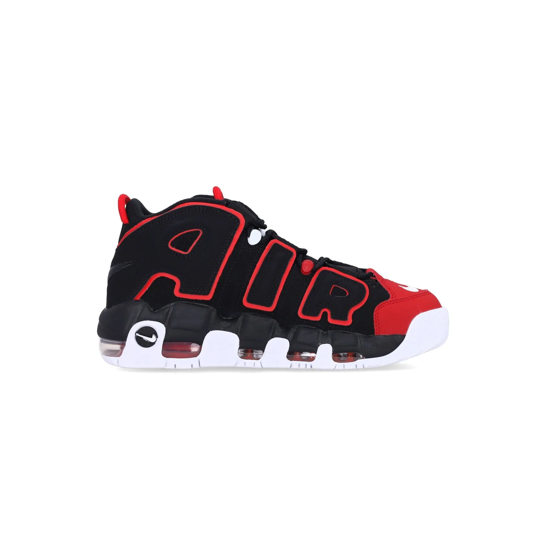 Scarpa Alta Uomo Air More Uptempo 96 Black/black/university Red/white