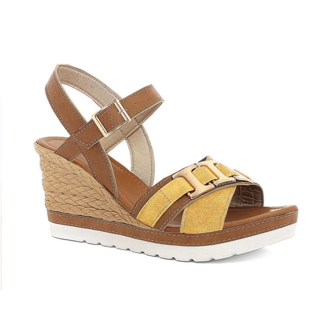 Scarpe da Donna - INBLU Art. FG39 Sandali con zeppa doppia fascia caramel