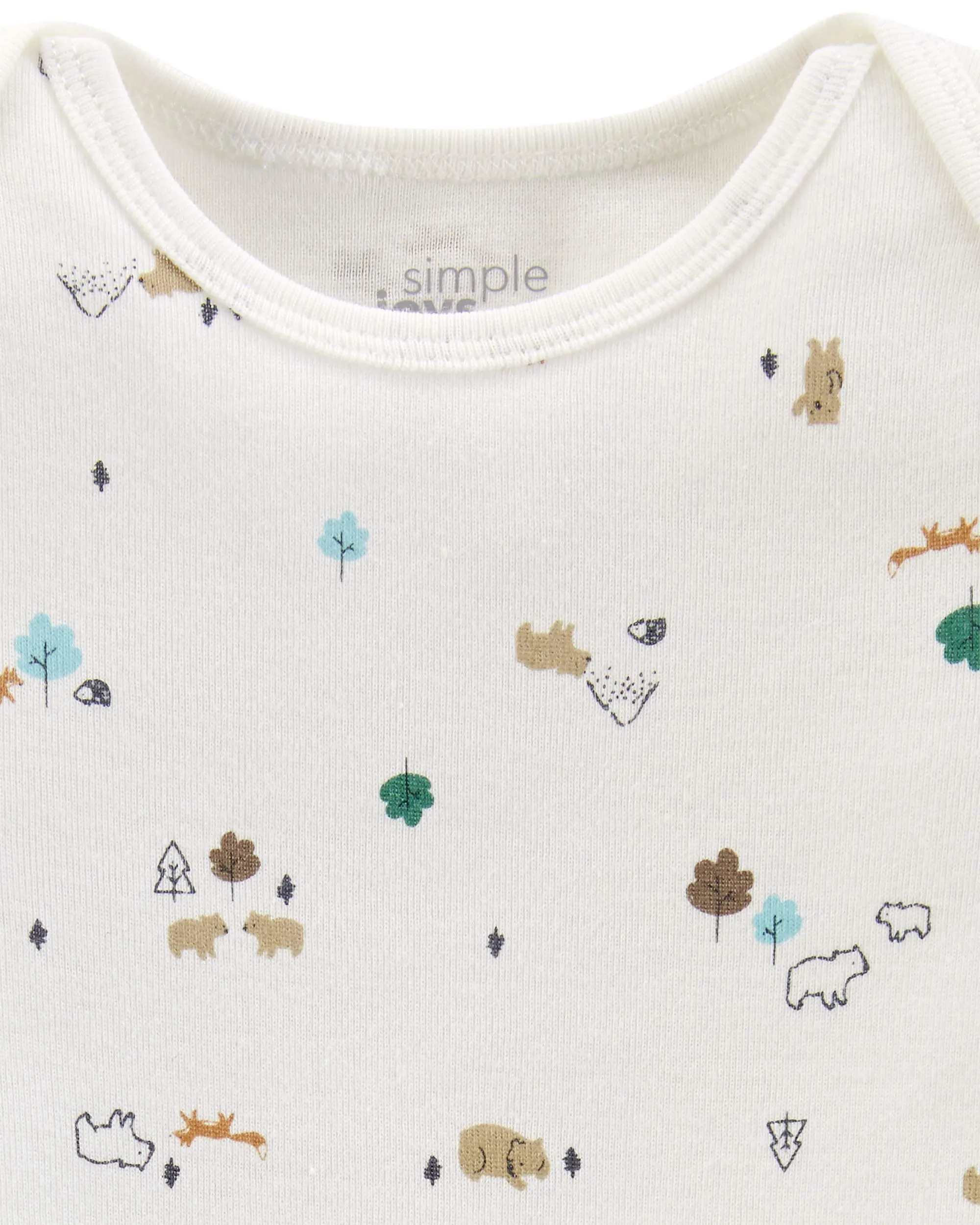 Simple Joys by Carter's Long-Sleeve Bodysuit Pack of 5 Body, Animali della Foresta/Orsi/Righe, 24 Mesi (Pacco da 5) Unisex-Bimbi