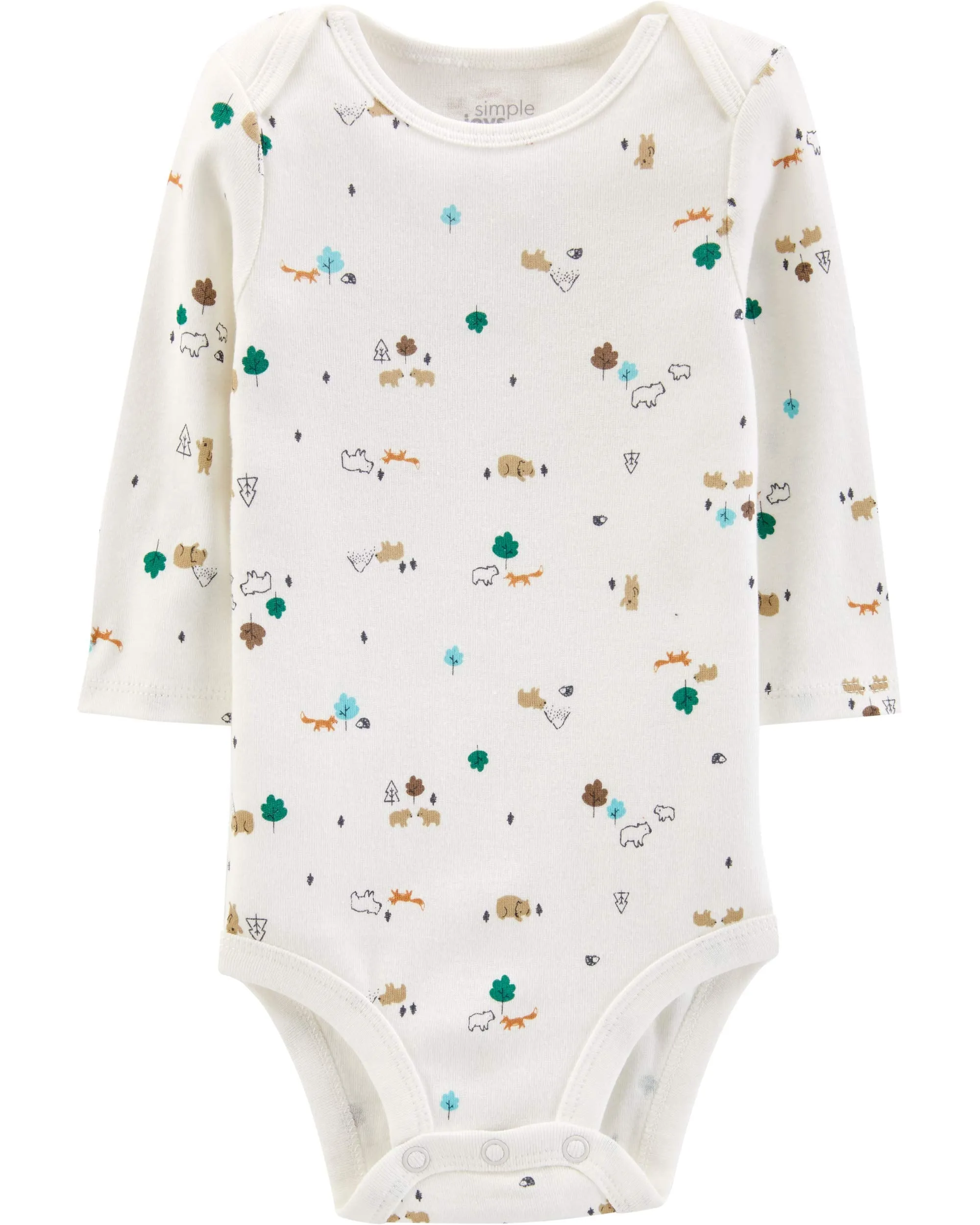 Simple Joys by Carter's Long-Sleeve Bodysuit Pack of 5 Body, Animali della Foresta/Orsi/Righe, 24 Mesi (Pacco da 5) Unisex-Bimbi