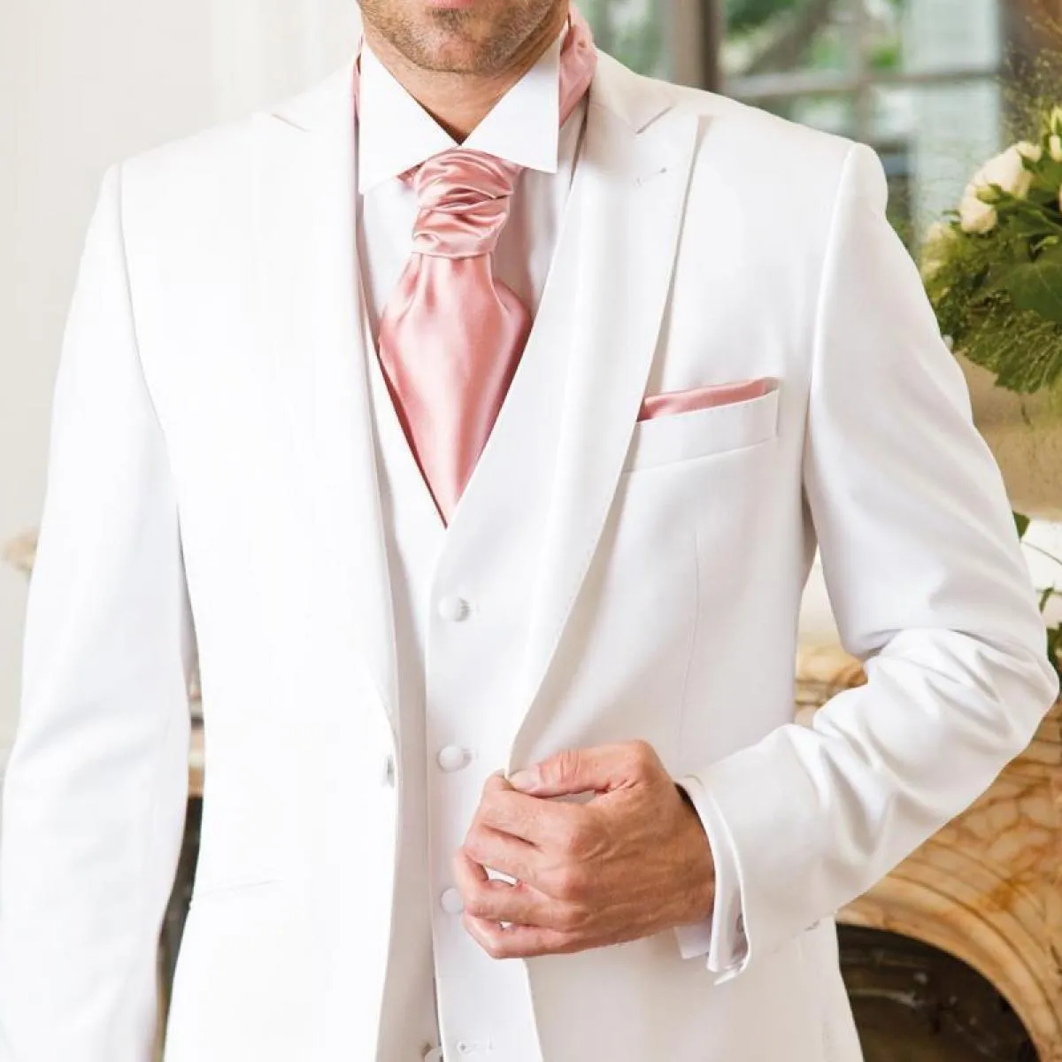 Smoking da sposo bianco formale per matrimonio con risvolto con visiera 3 pezzi abiti da uomo con pantaloni gilet giacca moda ma