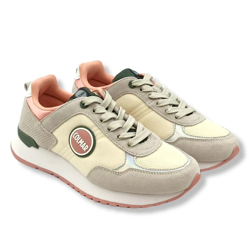 sneaker donna in camoscio e tessuto colmar travis colors gray/green/ros