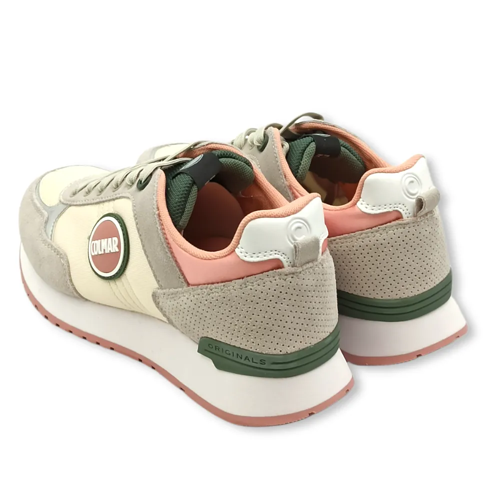 sneaker donna in camoscio e tessuto colmar travis colors gray/green/ros
