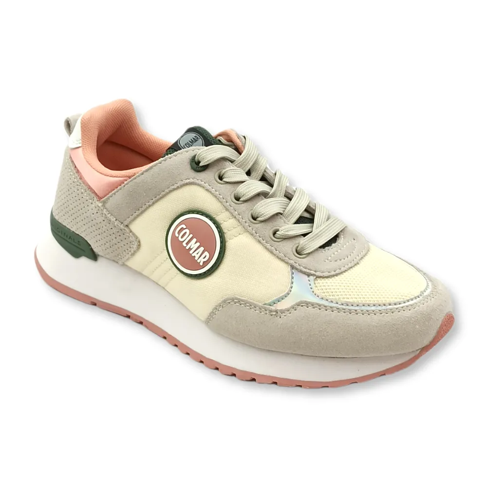 sneaker donna in camoscio e tessuto colmar travis colors gray/green/ros