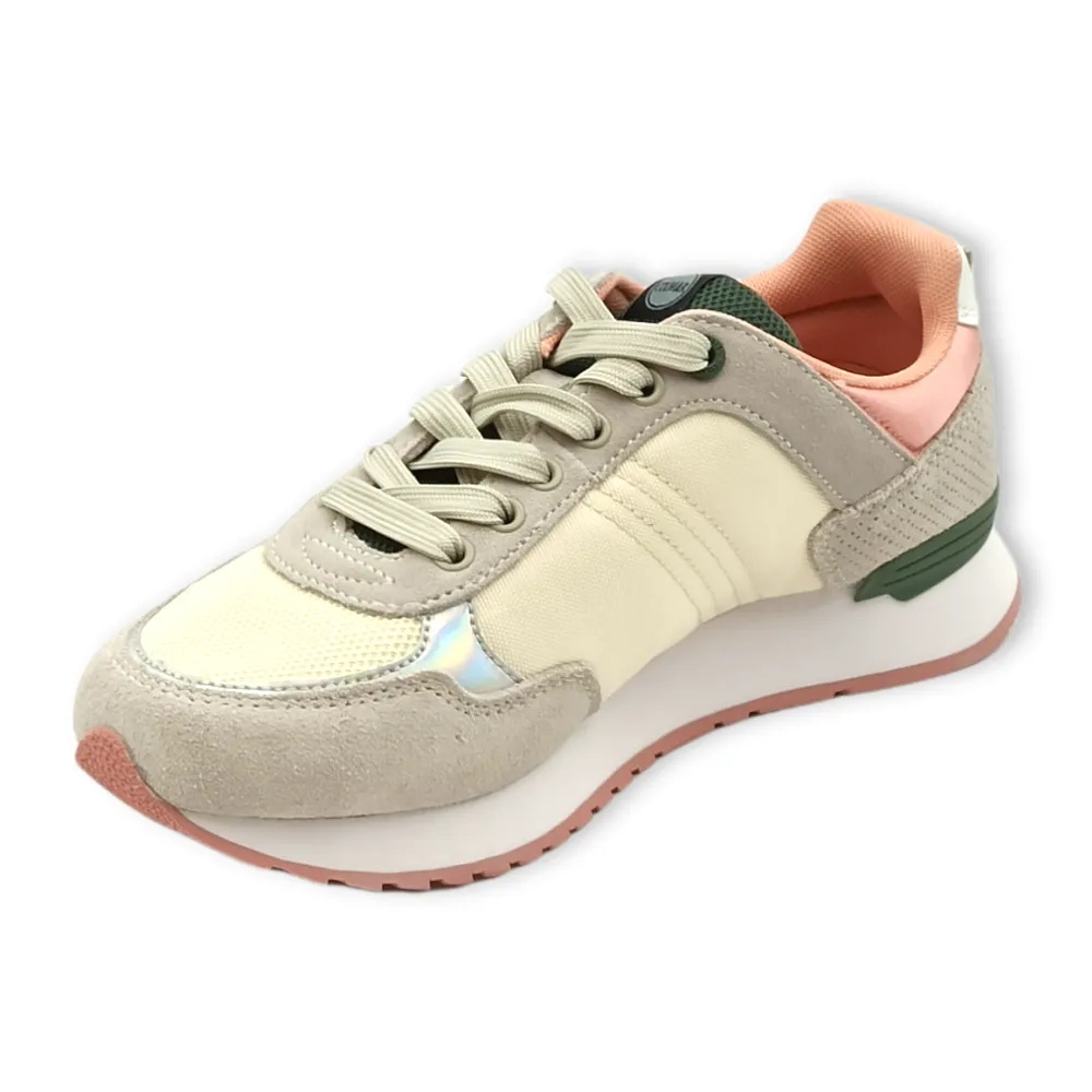 sneaker donna in camoscio e tessuto colmar travis colors gray/green/ros