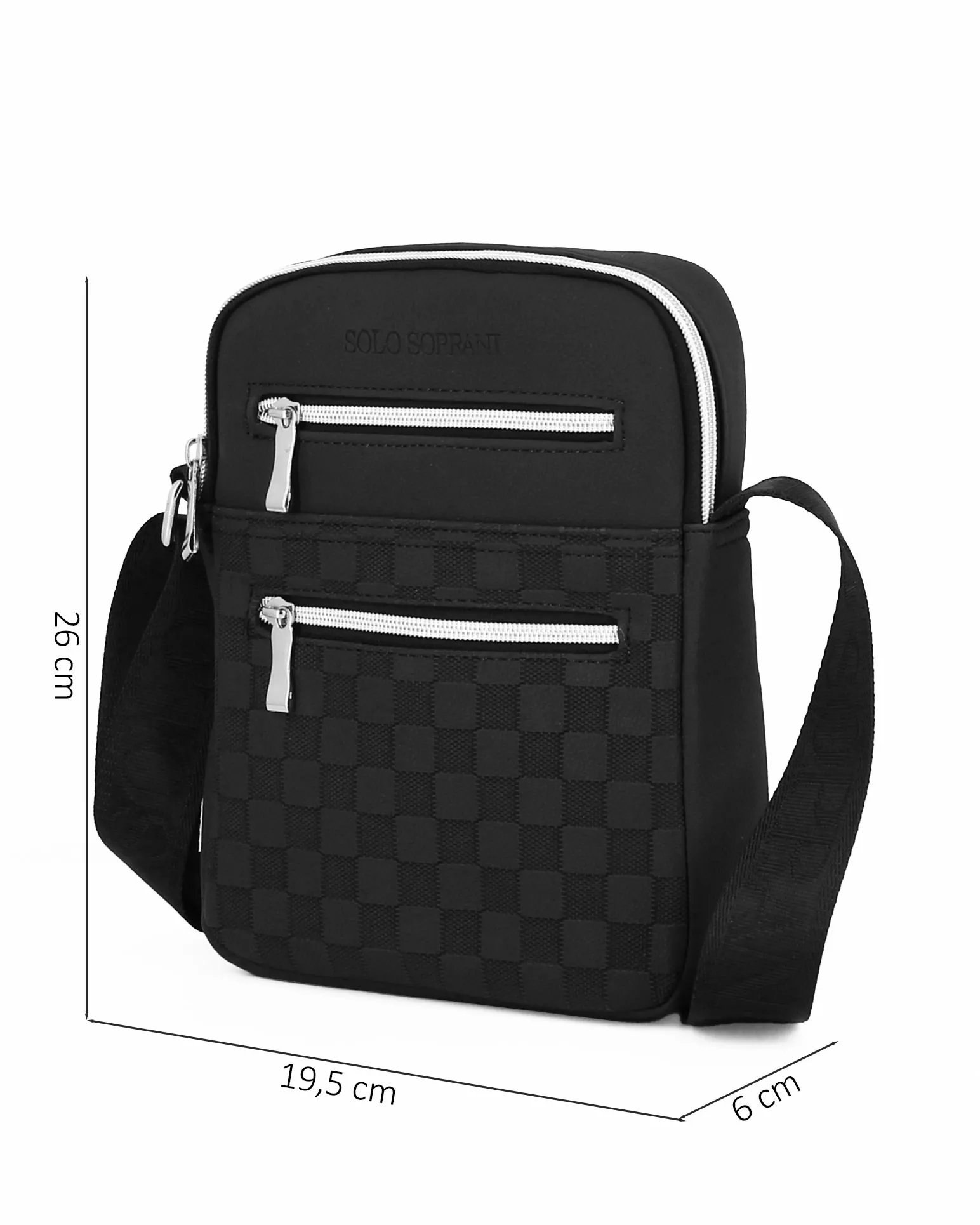 SOLO SOPRANI - Borsello nero con due tasche frontali e una tasca posteriore                                            Previous 