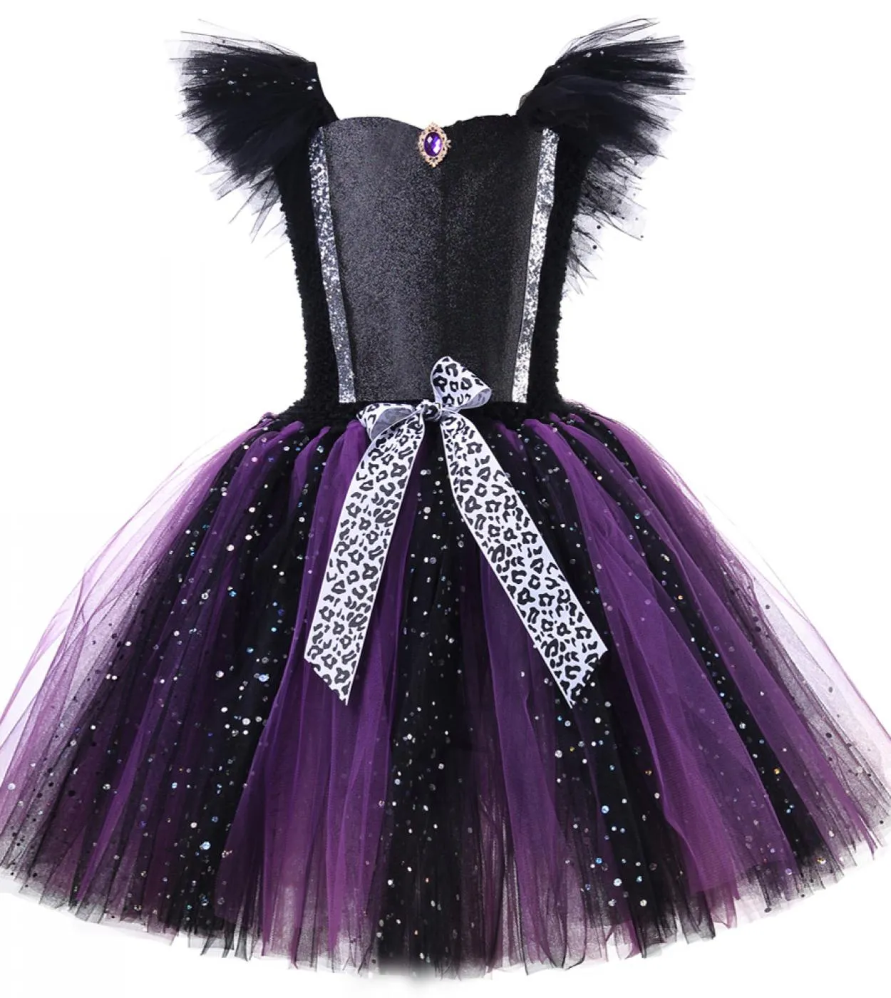 Sparkly Witch Costume di Halloween per ragazze Evil Angel Tutu Dress con corna Ali Kids Carnival Party Cosplay Outfit For