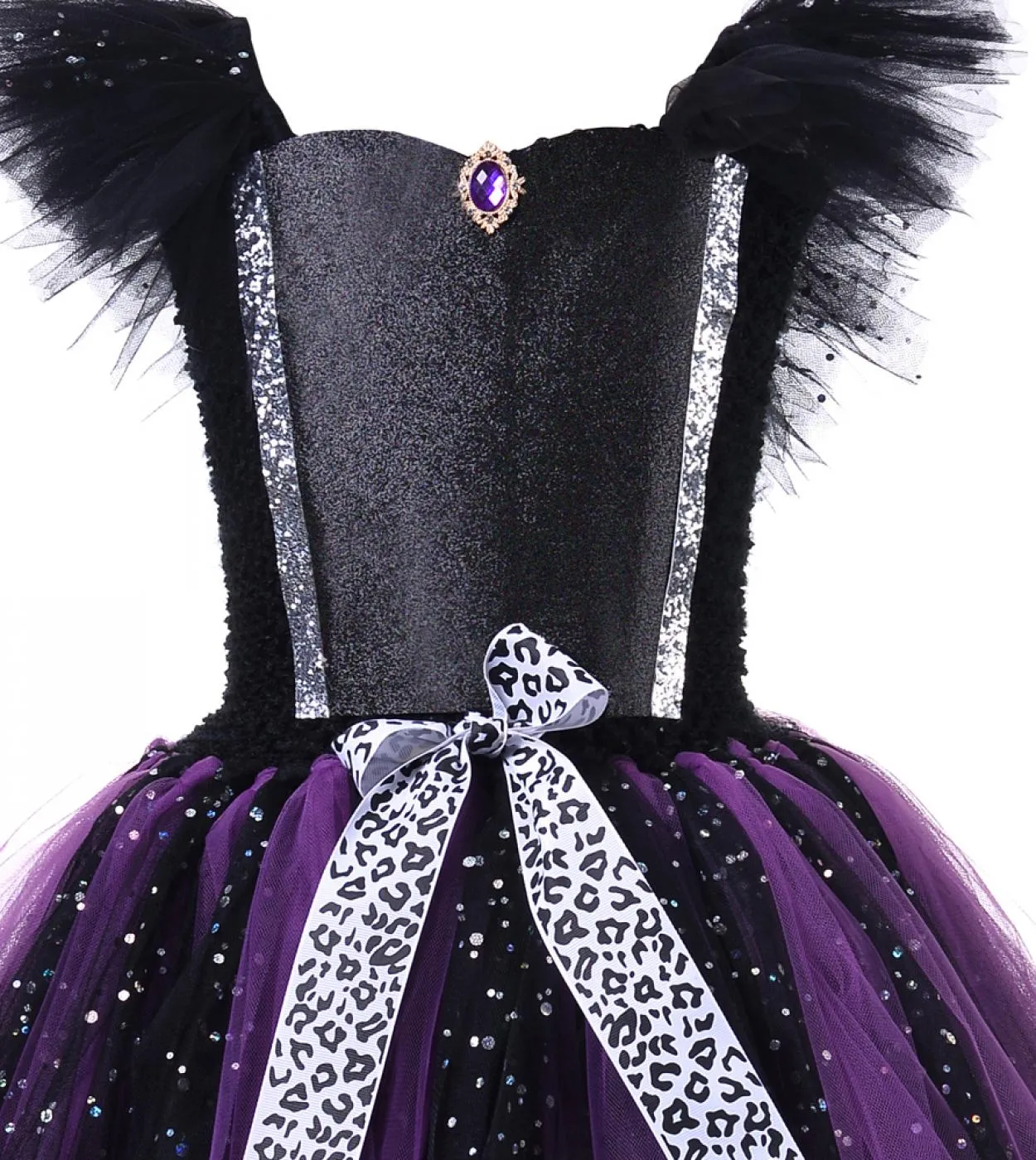 Sparkly Witch Costume di Halloween per ragazze Evil Angel Tutu Dress con corna Ali Kids Carnival Party Cosplay Outfit For
