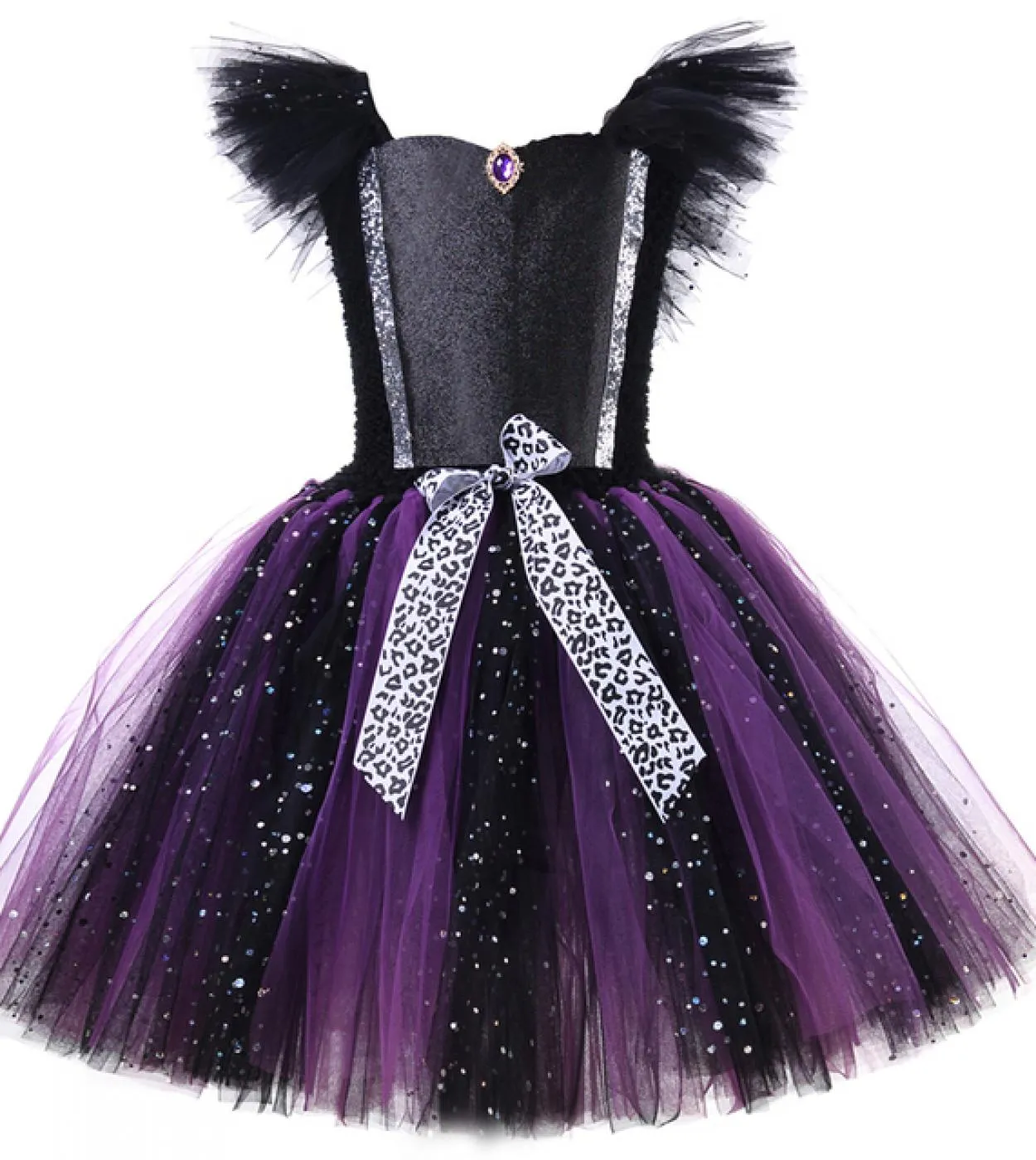 Sparkly Witch Costume di Halloween per ragazze Evil Angel Tutu Dress con corna Ali Kids Carnival Party Cosplay Outfit For