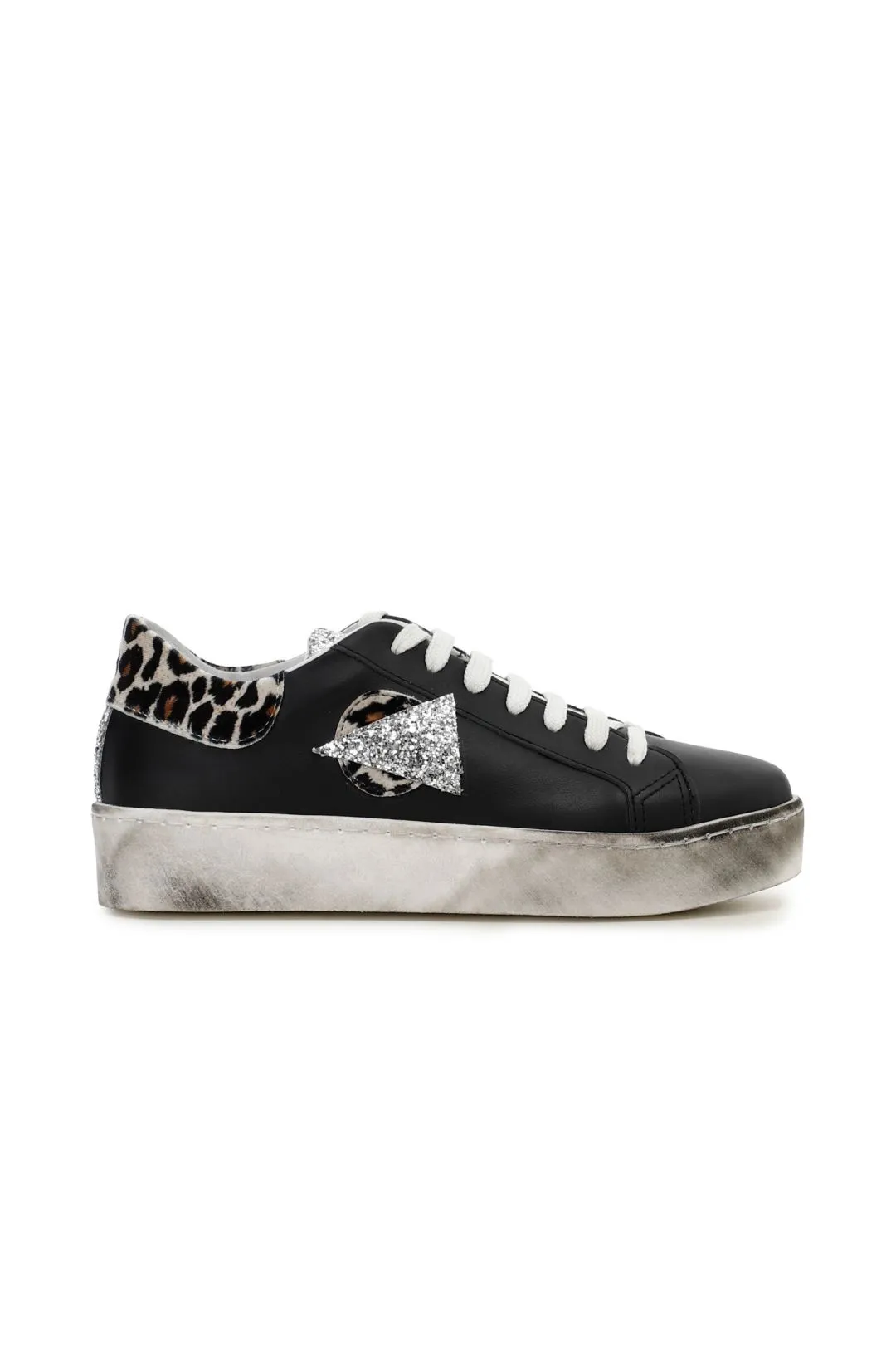special price: sneakers in pelle con dettagli animalier e glitter