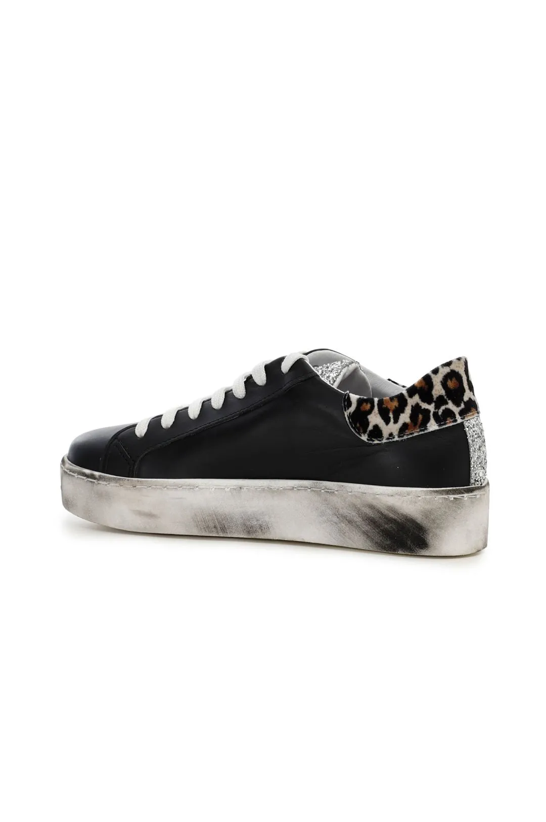 special price: sneakers in pelle con dettagli animalier e glitter